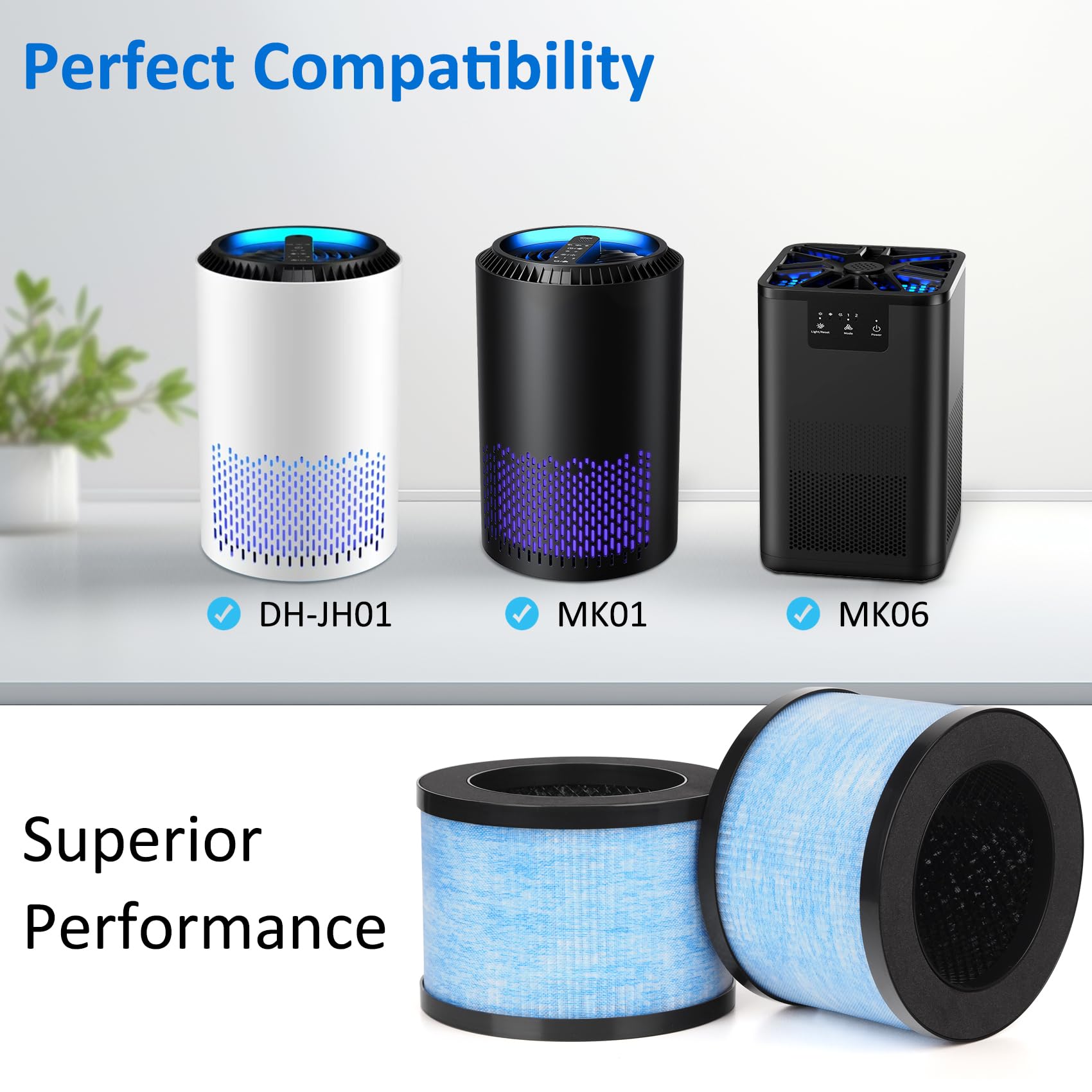 Mk06 Mk01 True Hepa Replacement Filter Compatible With Aroeve Mk01 Mk06 And Kloudi Dh Jh01 Air Purifier, Standard Version, 3 Pac