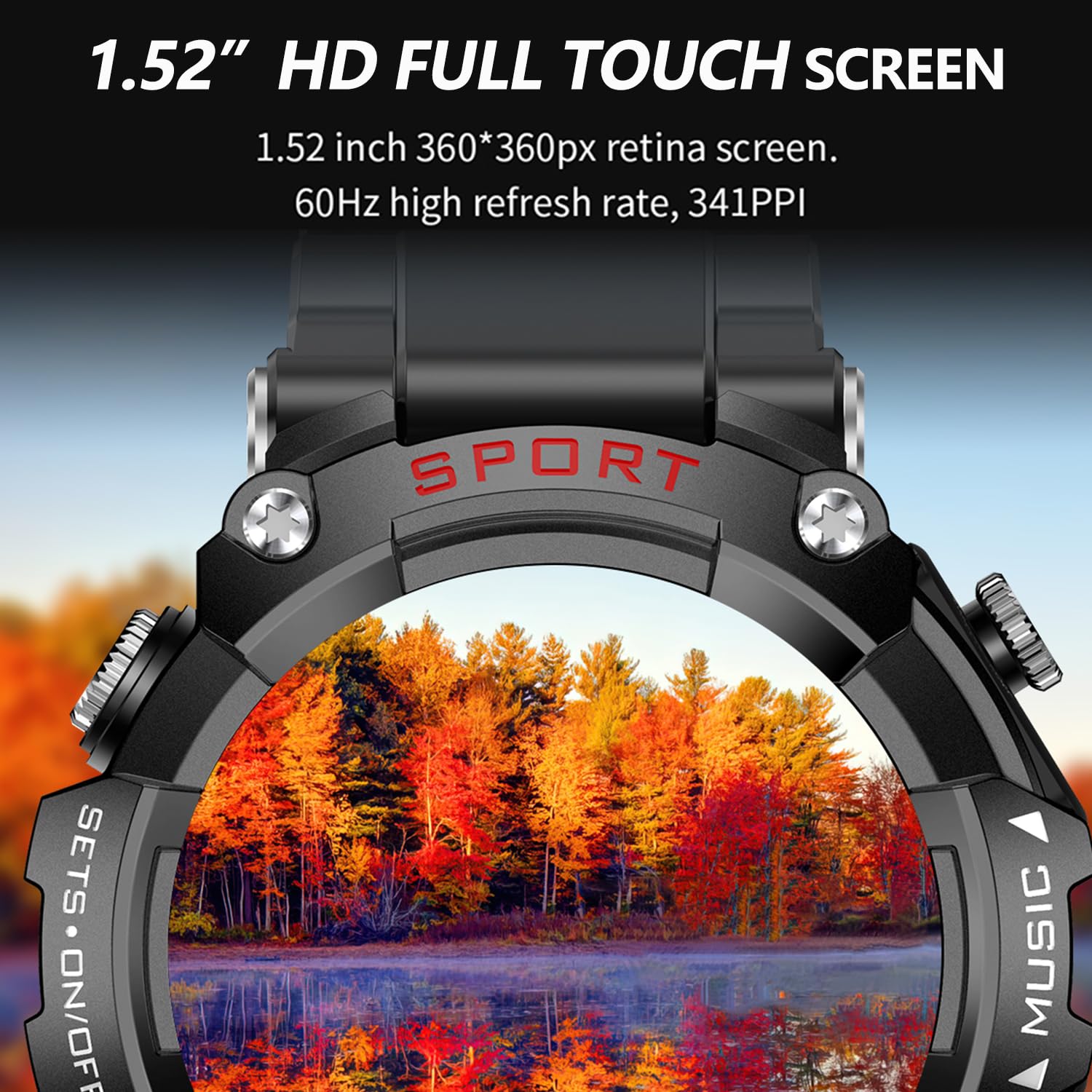 Ypsdoowkj Smart Watch With Earbuds,1.52'' Full Touch Round Screen Fitness Tracker,Headphones Inside Smartwatch For Men And Women