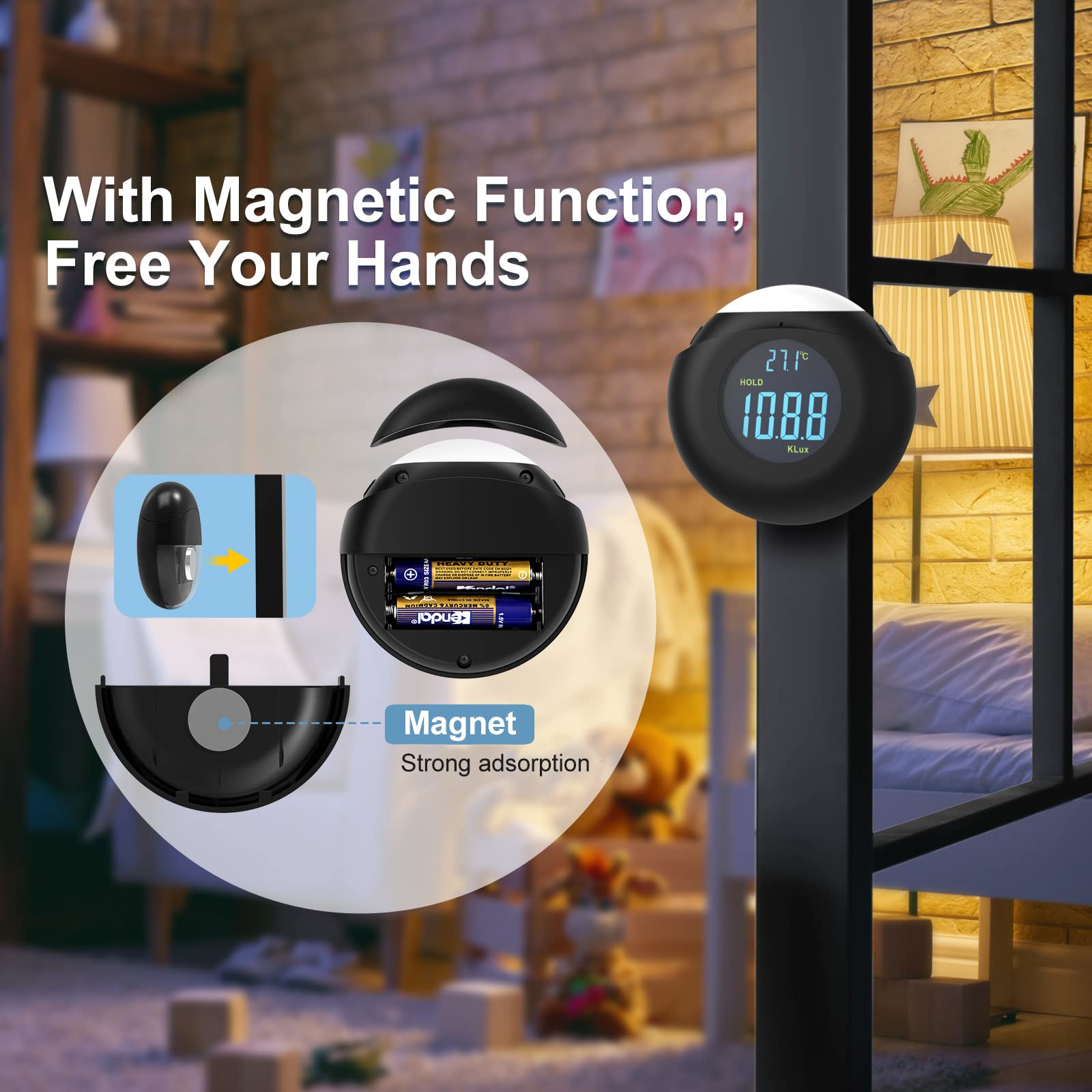 Light Meter Digital Illuminance Meter Handheld Ambient Measurer With 360 Detector, Measurer With Range Up To 200,000 Lux With Lc