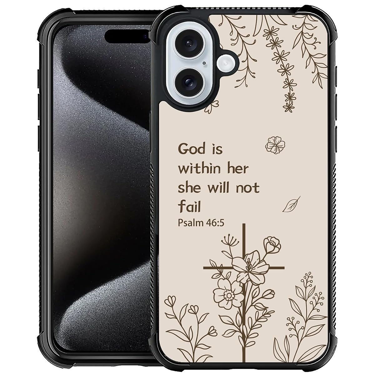 Deaorew for iPhone 16 Case | Classic Slim Cover Design | Biblical Floral Cross