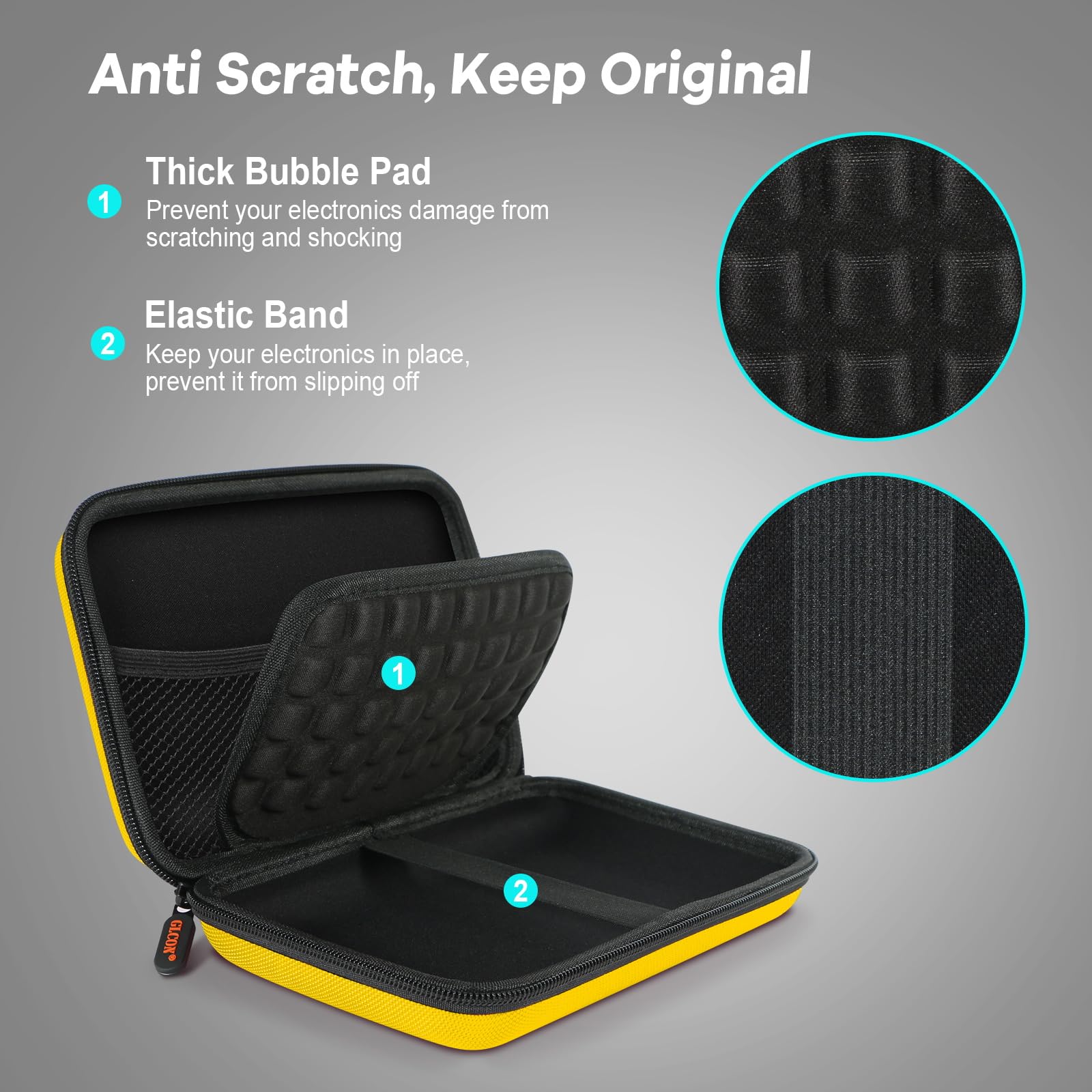 Bright Yellow Hard Shell Electronic Organizer Carrying Case - Shockproof Large Storage Case For Hard Drive, Phone, Power Bank, C