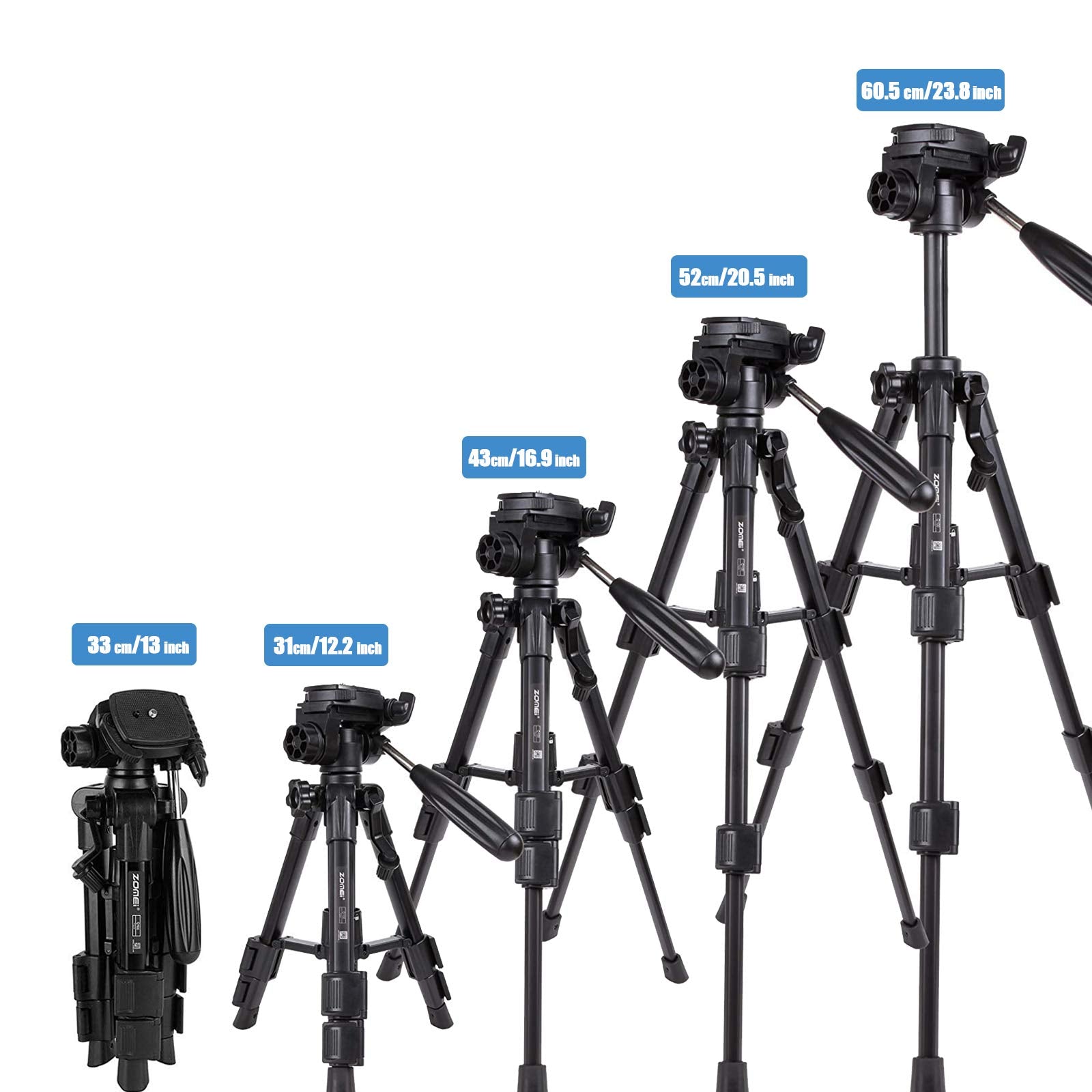 Mini Tripod For Camera,Zomei Travel Table Tripod With 3 Way Pan/Tilt Head 1/4 Inches Quick Release Plate And Bag For Dslr Camera Tripod Carrying Bag