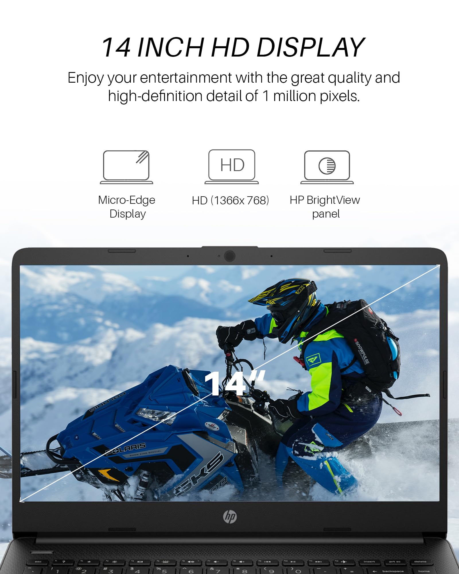 Hp 14 Inch Thin And Light Laptop For Student And Business, Intel Celeron N4120, 12H Long Battery, 16Gb Ram, 320Gb Storage (64Gb