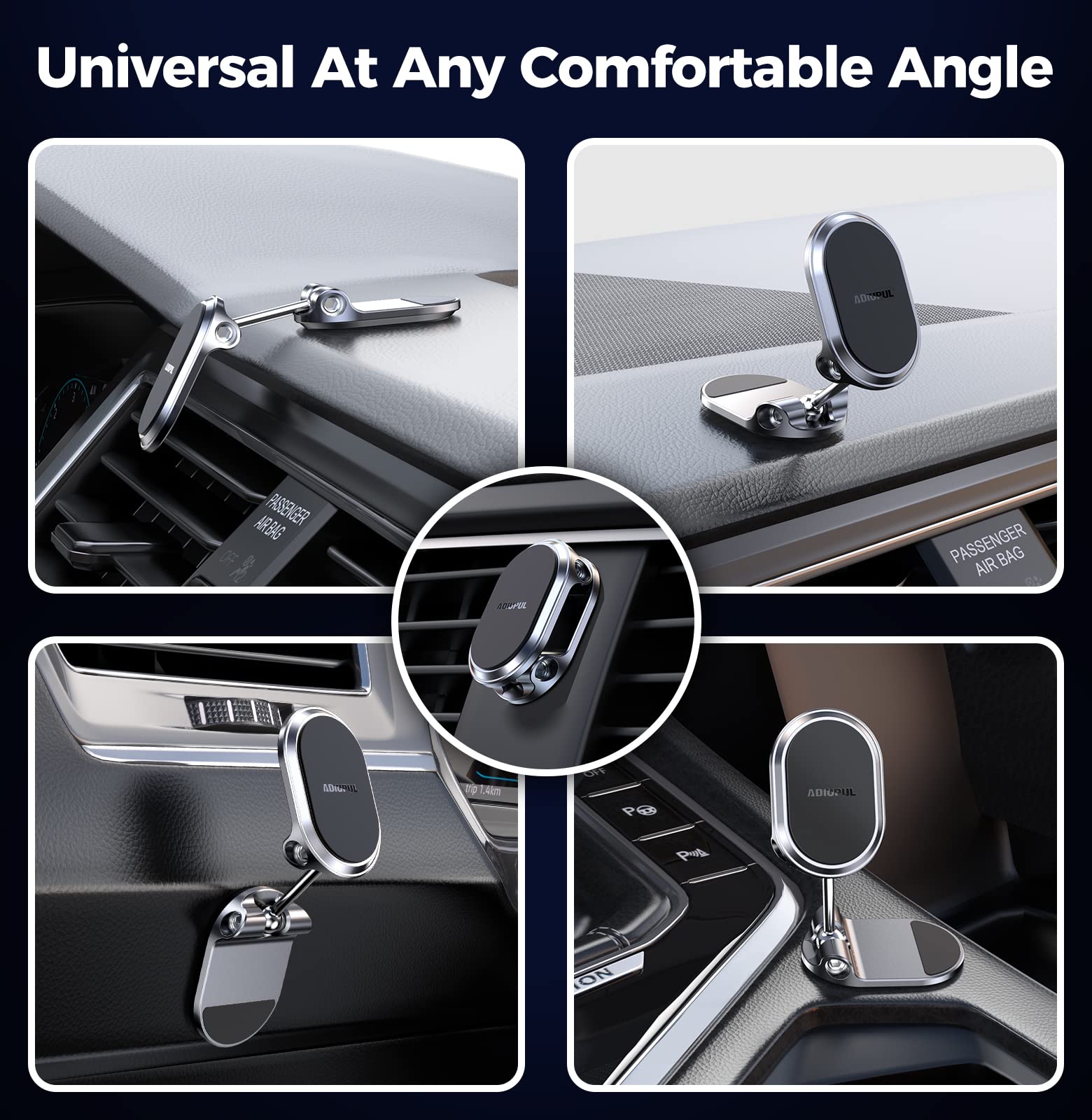 Magnetic Phone Holder For Car Metal Upgrade 6X Magnets Phone Mount Double 360