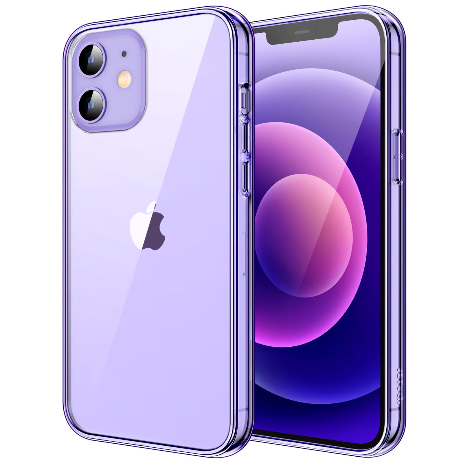 Jetech Case For Iphone 12/12 Pro 6.1 Inch, Non Yellowing Shockproof Phone Bumper Cover, Anti Scratch Clear Back (Deep Purple)