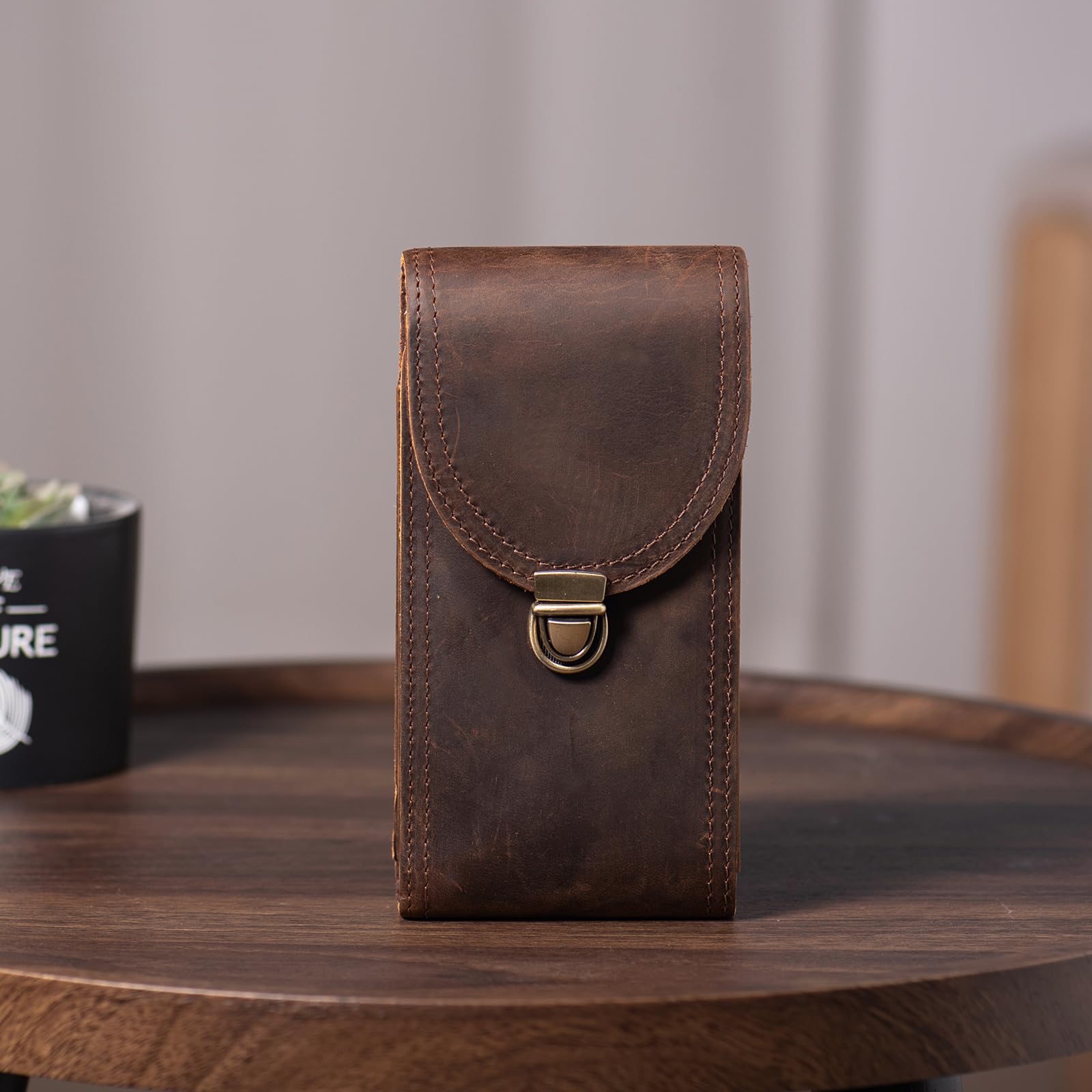 Hengwin Genuine Leather Cell Phone Holster For Belt Men, Belt Pouch Fit For Iphone 16 Pro Max 15 Plus 14 Pro Max 13 Pro Max Sams