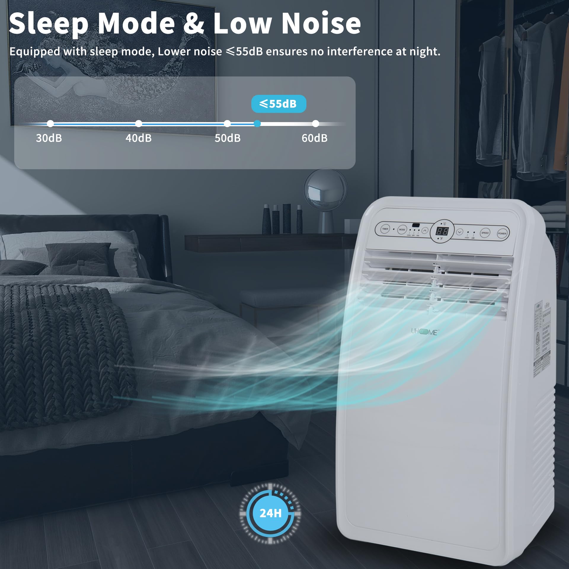 Uhome 8000 Btu Portable Air Conditioner, With Cooling, Dehumidifier, Fan, Remote Control And Window Mount Kit Included, White, 2