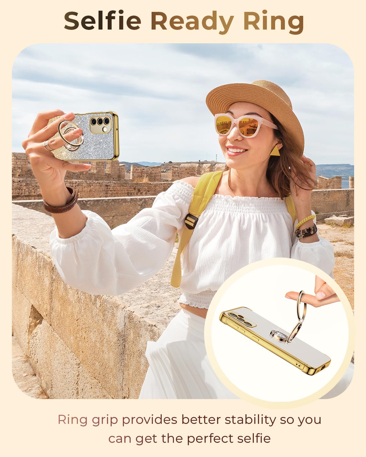 Xyz For Samsung Galaxy S24 Plus Case With Stand, Galaxy S24 Plus Case With Double Ring, Women Girls Bling Luxury Glitter Clear P