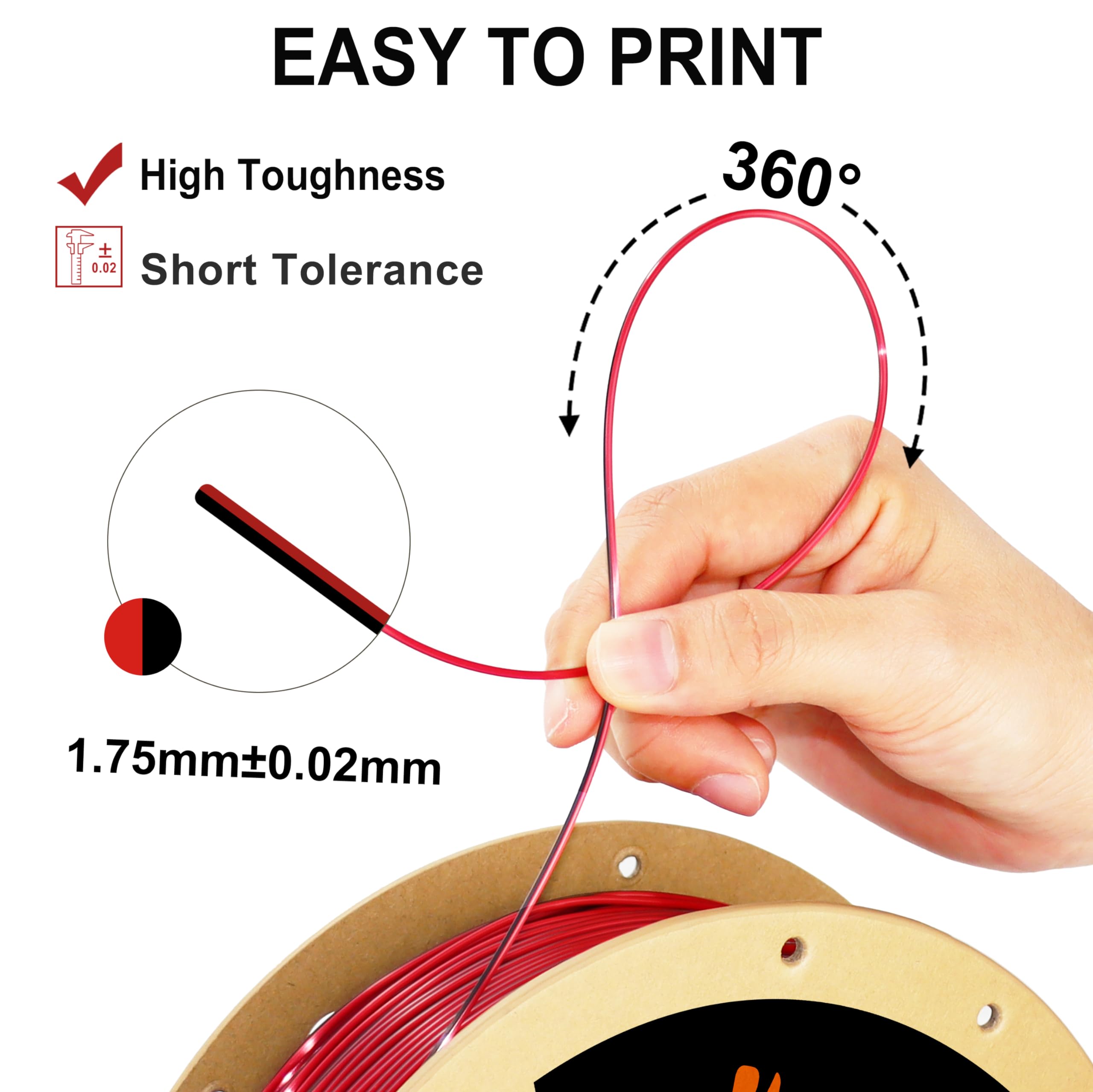 Lovoon Pla Filament 1.75Mm Silk Dualcolors Red Black, Shiny Coextrusion Pla Filament, Color Change By Angle 3D Printing Filament