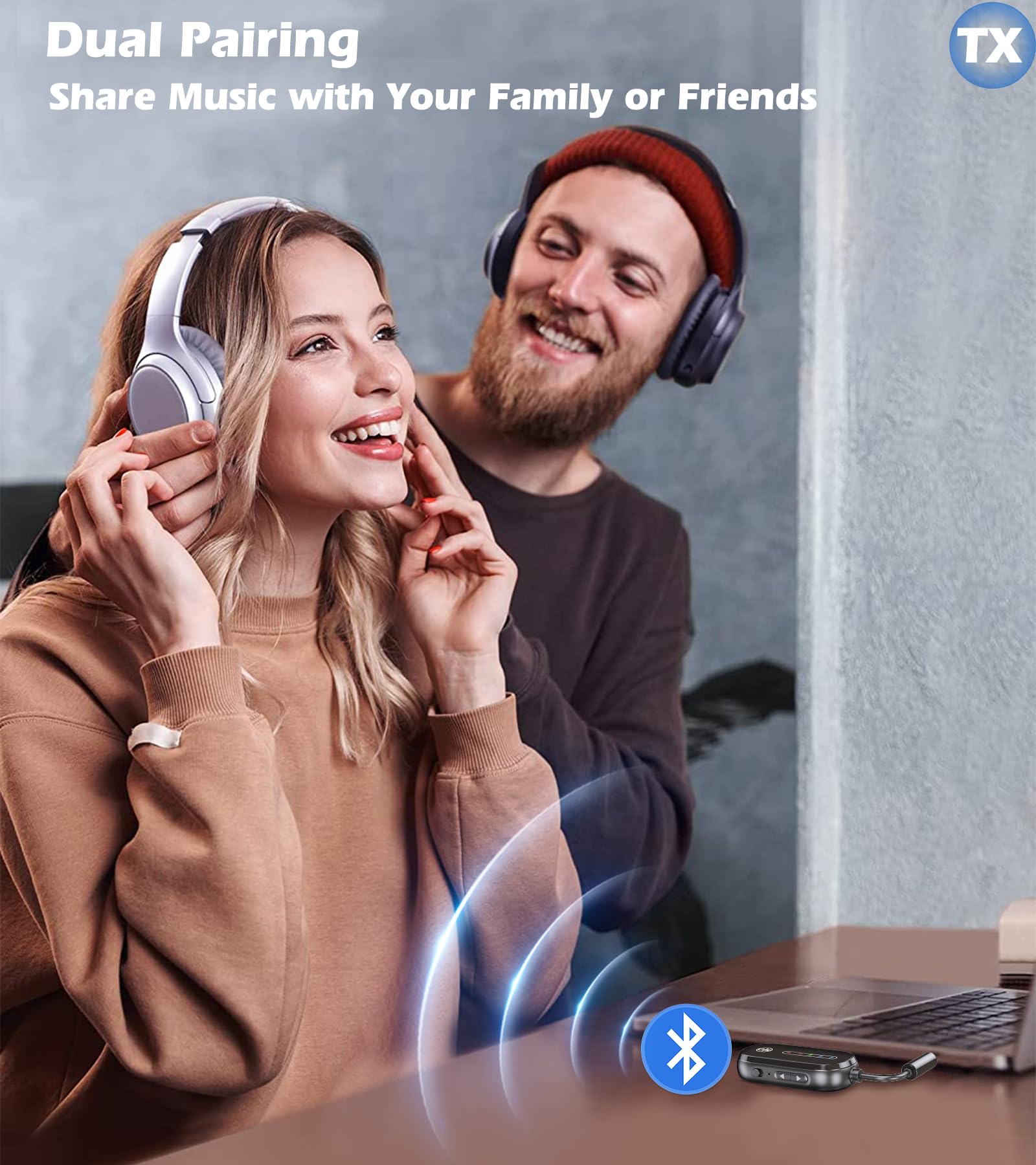 Airplane Bluetooth Adapter For 2 Airpods/Headphones, Kaiy Bluetooth 5.4 Audio Transmitter Receiver, Wireless Transmitter For Tv