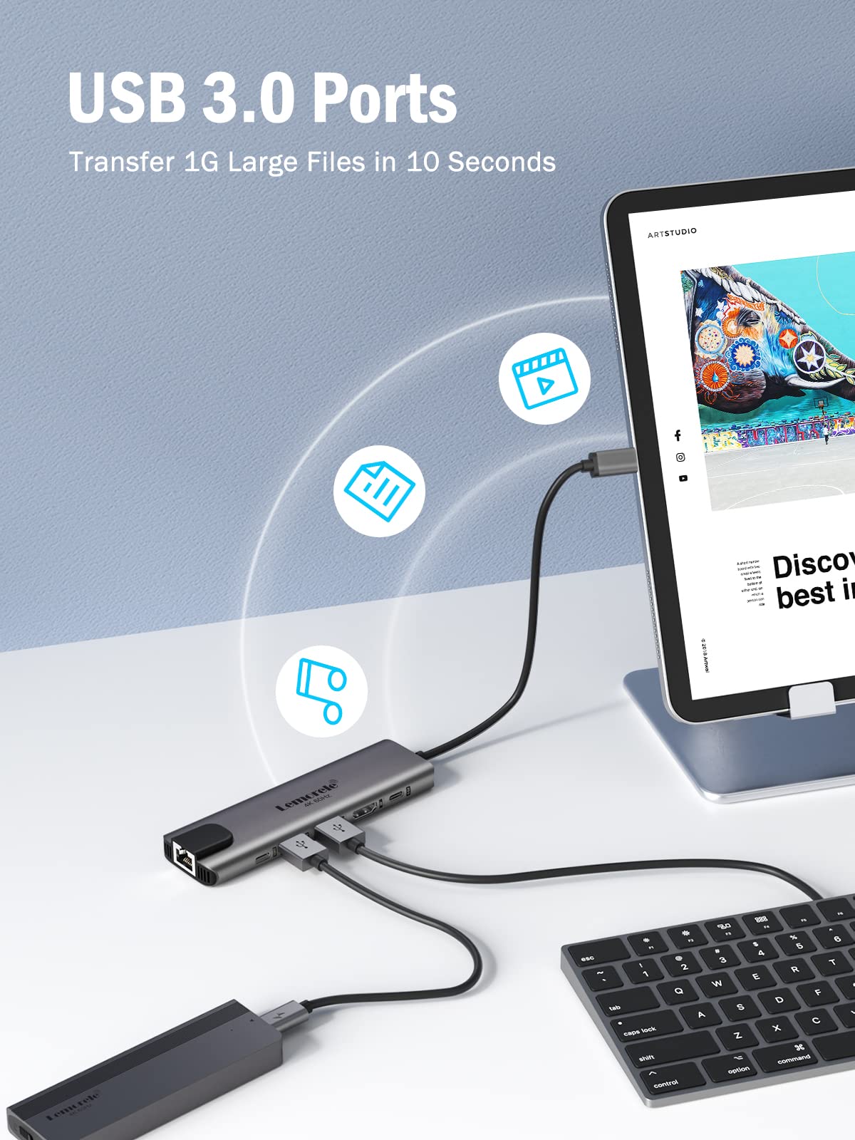 Usb C Hub, Lemorele Usb C Hub (6 In 1) With 4K@60Hz Hdmi, Gigabit Ethernet,100W Power Delivery, Usb C And 2 Usb A 5 Gbps Data Po