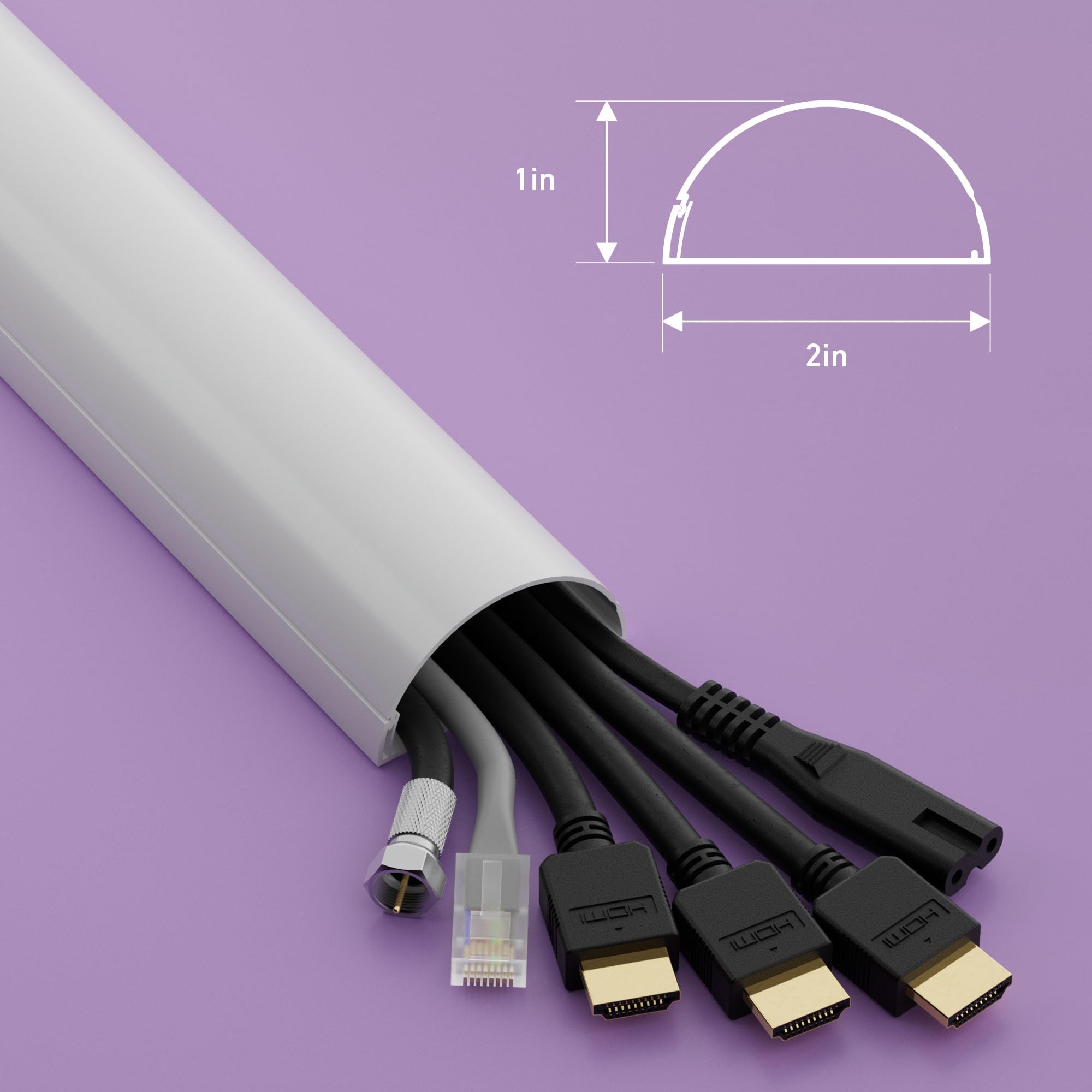 D-Line Cord Hider Wall Mounted Tv, Cable Raceway, Desk Cable Management, Cord Cover Wall, Decorative Cable Concealer For Tv, Hid