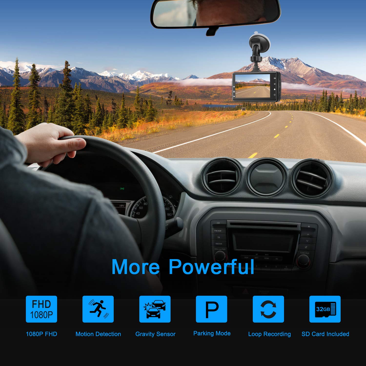 Dash Cam Front With 32G Sd Card, Boogiio 1080P Fhd Car Driving Recorder 3'' Ips Screen 170Wide Angle Dashboard Camera Aluminum A