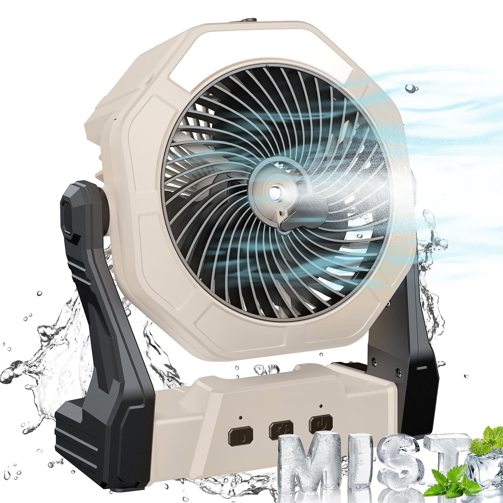 Ausic Portable Misting Fan, 10000Mah Usb Rechargeable Battery Powered Fan With Mister, 8 Inch Cooling Mist Fan With 250Ml Water