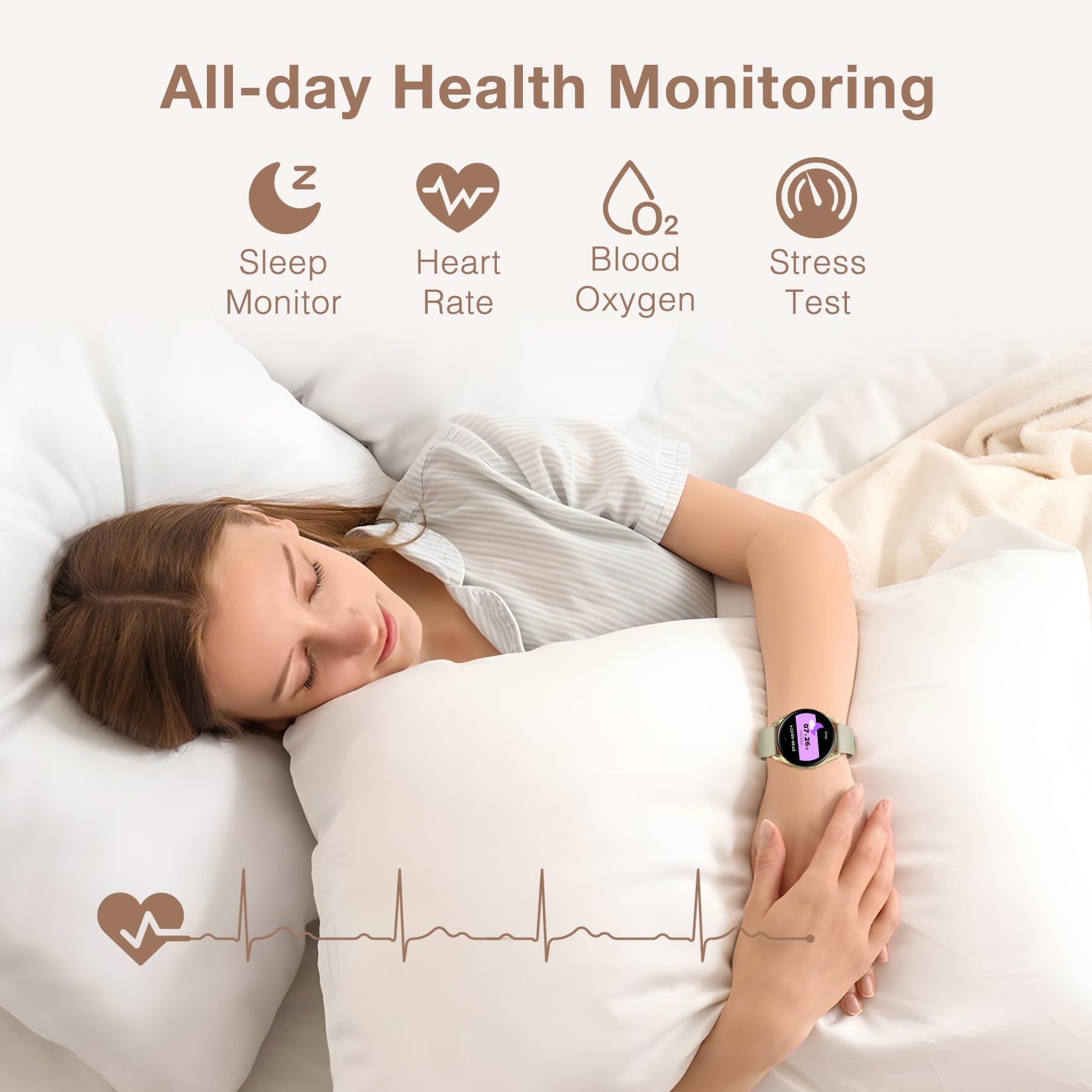 Bribejat Smart Watch For Women (Make/Answer Call), Hd 1.27'' Smartwatch, Fitness Tracker Pedometer Spo2/Heart Rate/Sleep Monitor