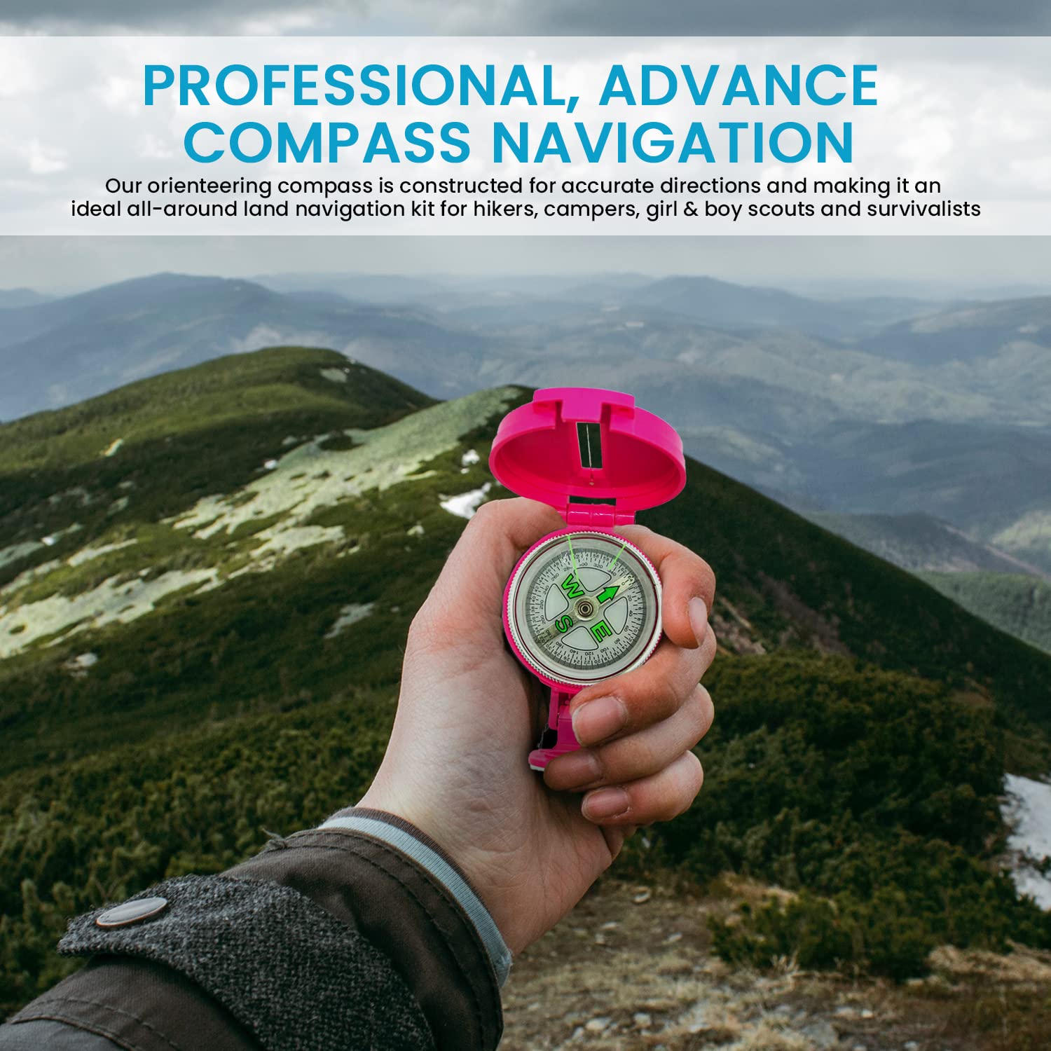Turnonsport Lensatic Compass - Orienteering & Camping Navigation | Professional Field Compass For Map Reading - Perfect For Boy