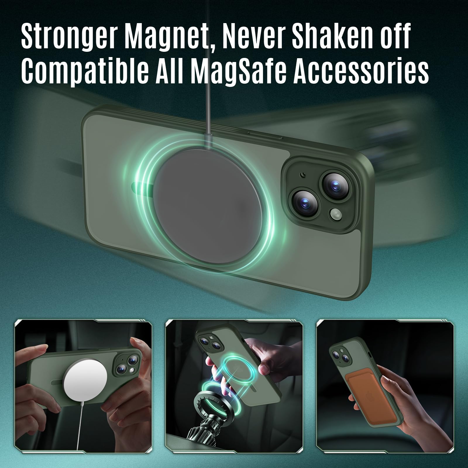 Symcele Designed For Iphone 15 Case, Compatible With Magsafe, With Privacy Screen Protectors X2, [Camera Protection] [15Ft Milit