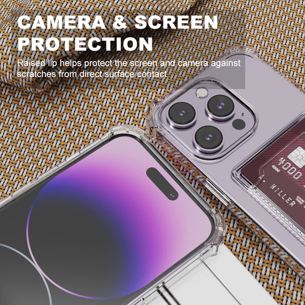 Wuwedo iPhone 14 Pro Max Clear Card Case Slim TPU Wallet with Card Holder