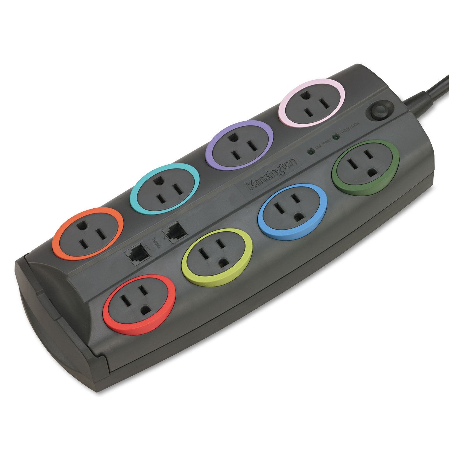 Kensington 62691 Socket Adapter, 3090 Joules, 8 Outlets, 8 Ft Cord, Gray