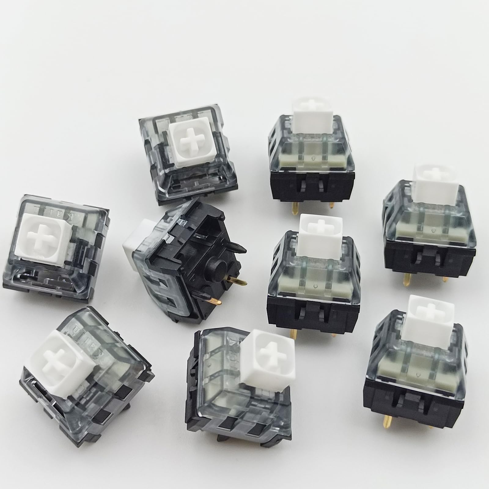 Zjmehty Upgrade Kailh Box White V2 Switches For Mechanical Keyboard,5 Pin 45Gf Clicky/Pre Lubed/Dust&Waterproof Switches(90Pcs,B