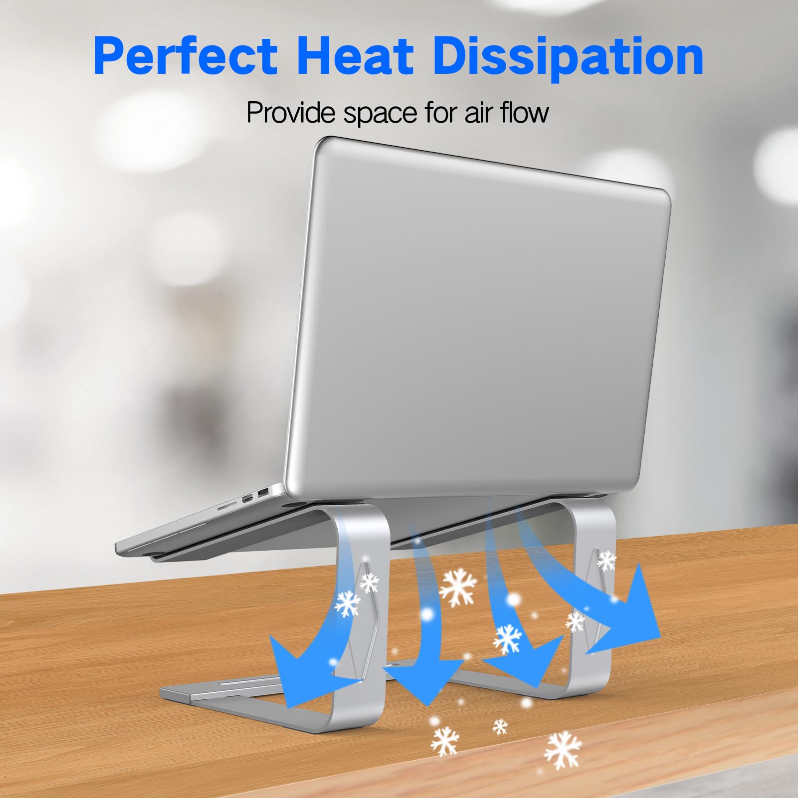 Tonmom Laptop Stand For Desk, Metal Laptop Riser Holder, Removable Notebook Stand Ventilated Cooling Computer Stand Compatible W