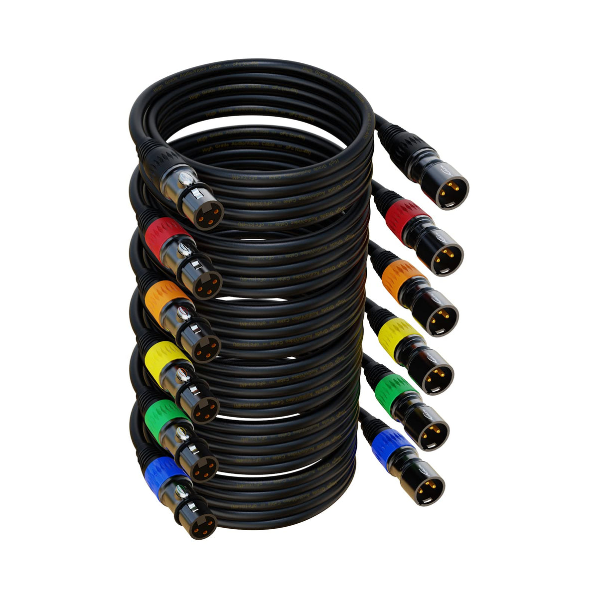 Auxlink Xlr Cables, Xlr Microphone Cable 6 Ft 6 Pack, Gold Plated 3 Pin Xlr Speaker Cable Male To Female Balanced Mic Cable