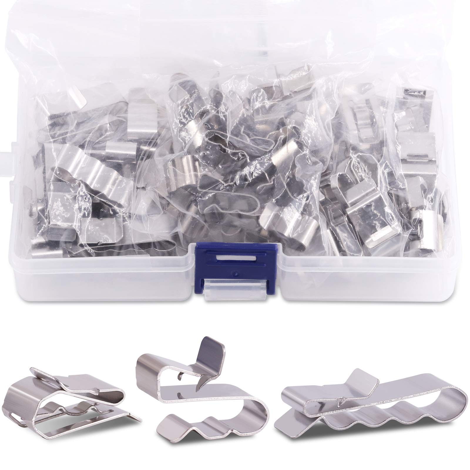 Rustark 60 Pieces Stainless Steel Cable Clips Kit With 34 Mm 23Mm 14Mm Wiring Frame Clip Pv Module Wire Management For Solar App