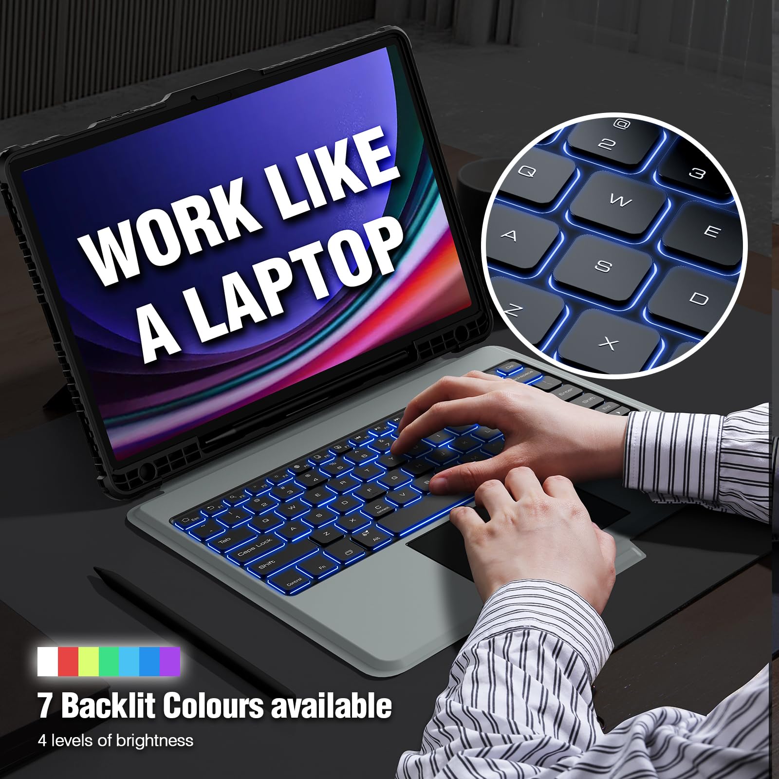 Nillkin For Samsung Galaxy Tab S9+ Plus Case With Keyboard 12.4'', Detachable Backlit Keyboard Case With Slide Camera Cover/Mult