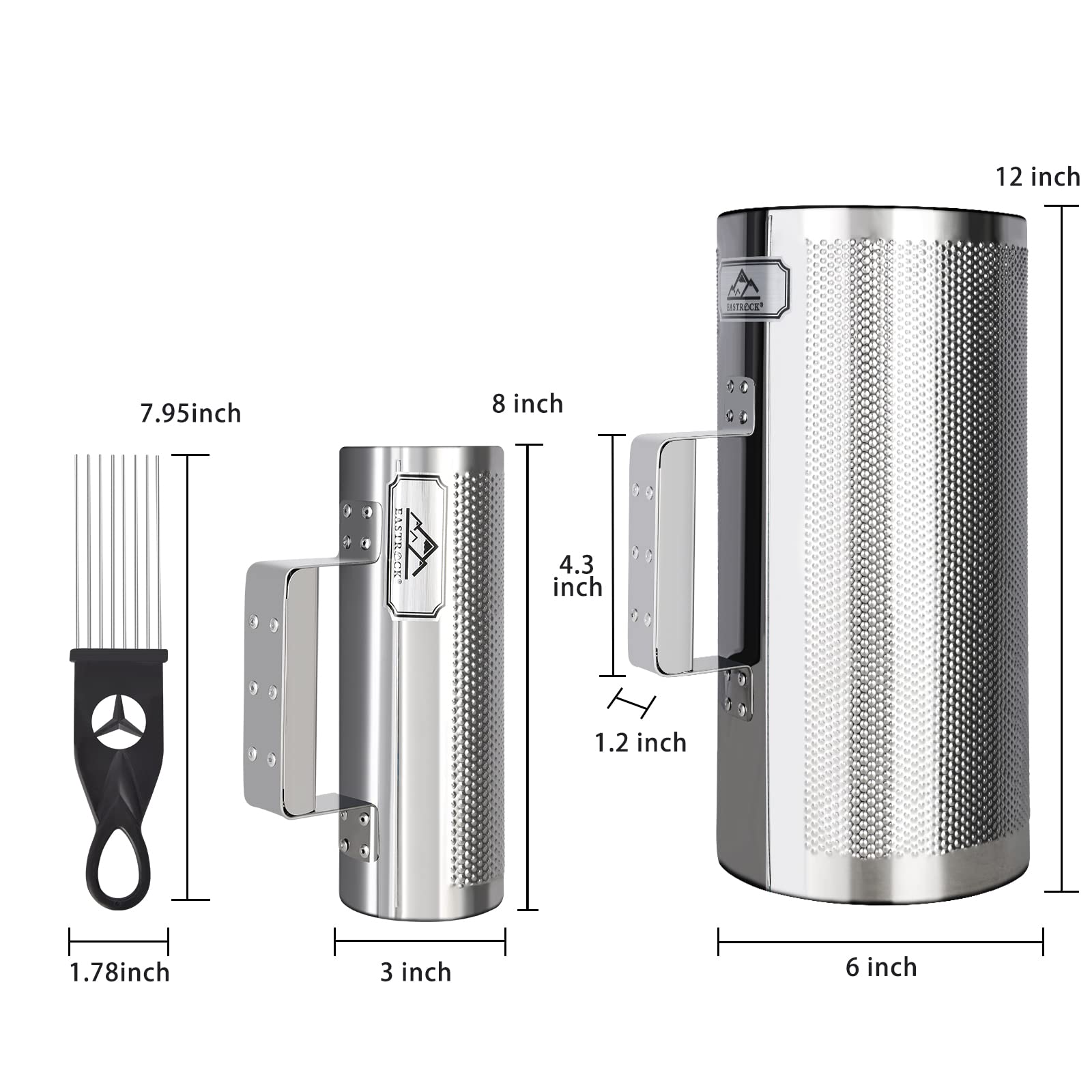 Eastrock Guiro Instrument Stainless Steel Guiro Set 3''8'' & 6''12'' Latin Percussion Instrument With 2 Scrapers Professional Gu