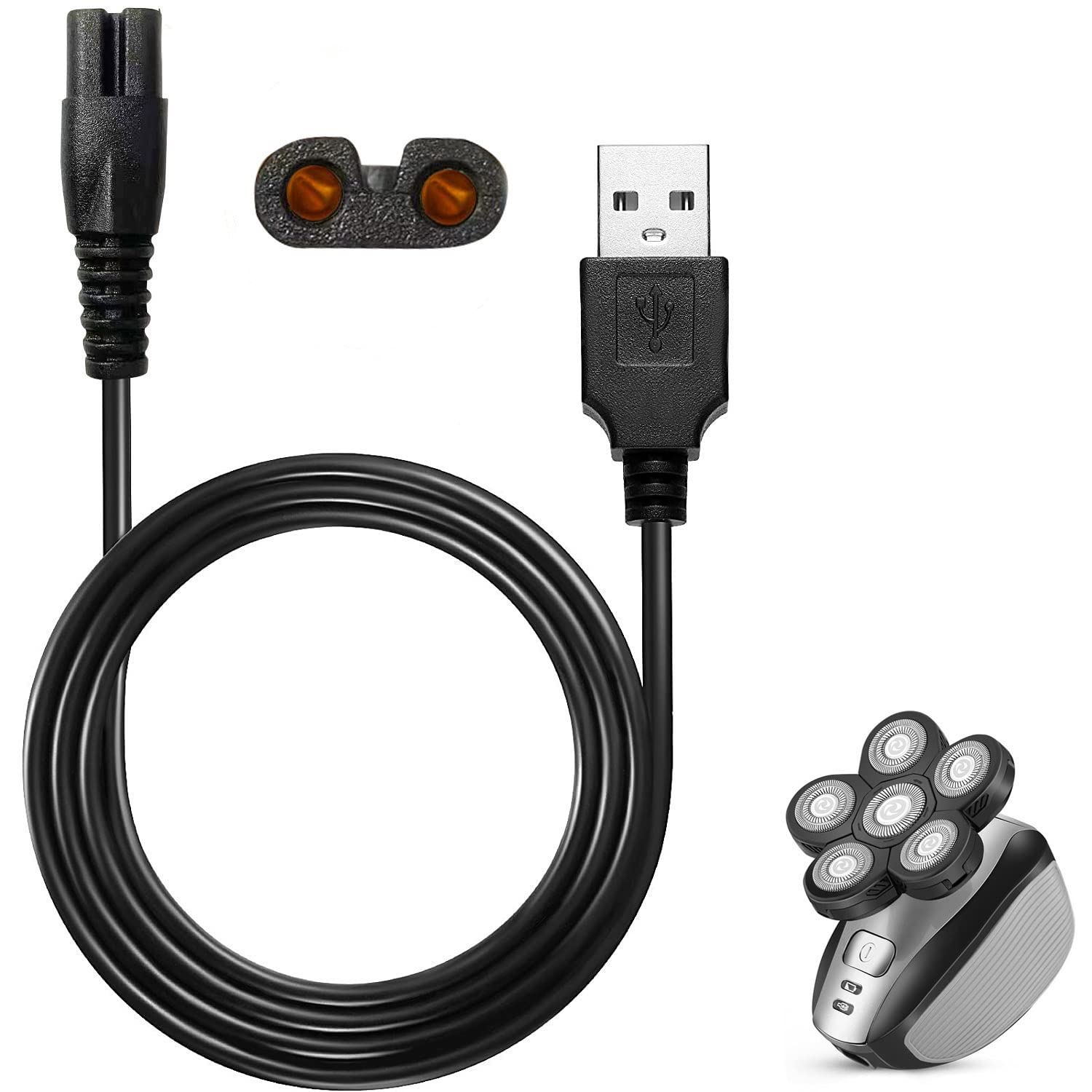 WAHFOX Universa Head Shaver Charger Cord - USB Power Replacement for Electric Shavers, Model WF-027, Compatible with Multiple Brands