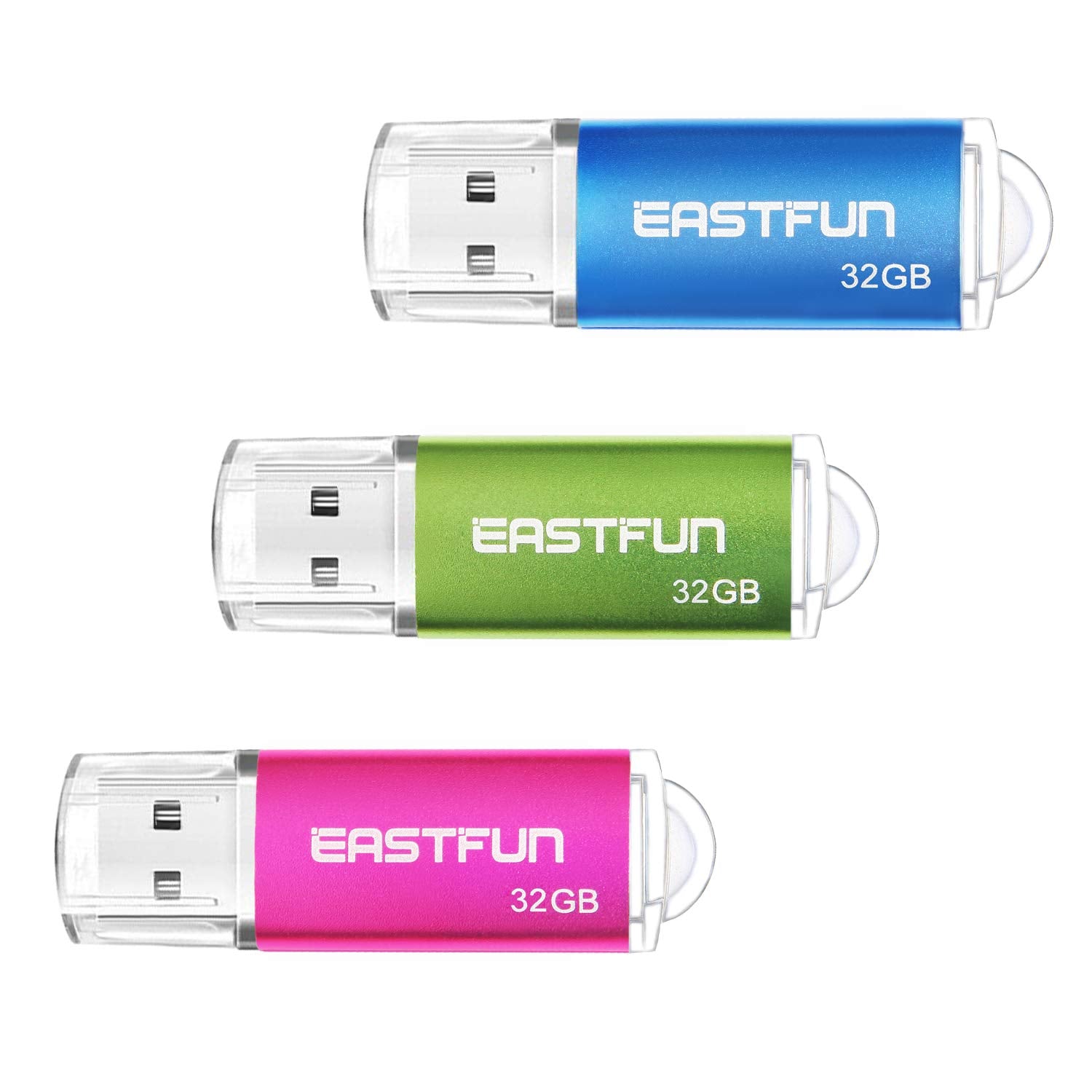 Eastfun 32Gb Usb 2.0 Flash Drive Memory Stick Thumb Drive Thumb Stick Pen Drive Jump Drive Zip Drive, 3 Pack (3X32Gb) Colors (Rose Blue Green)