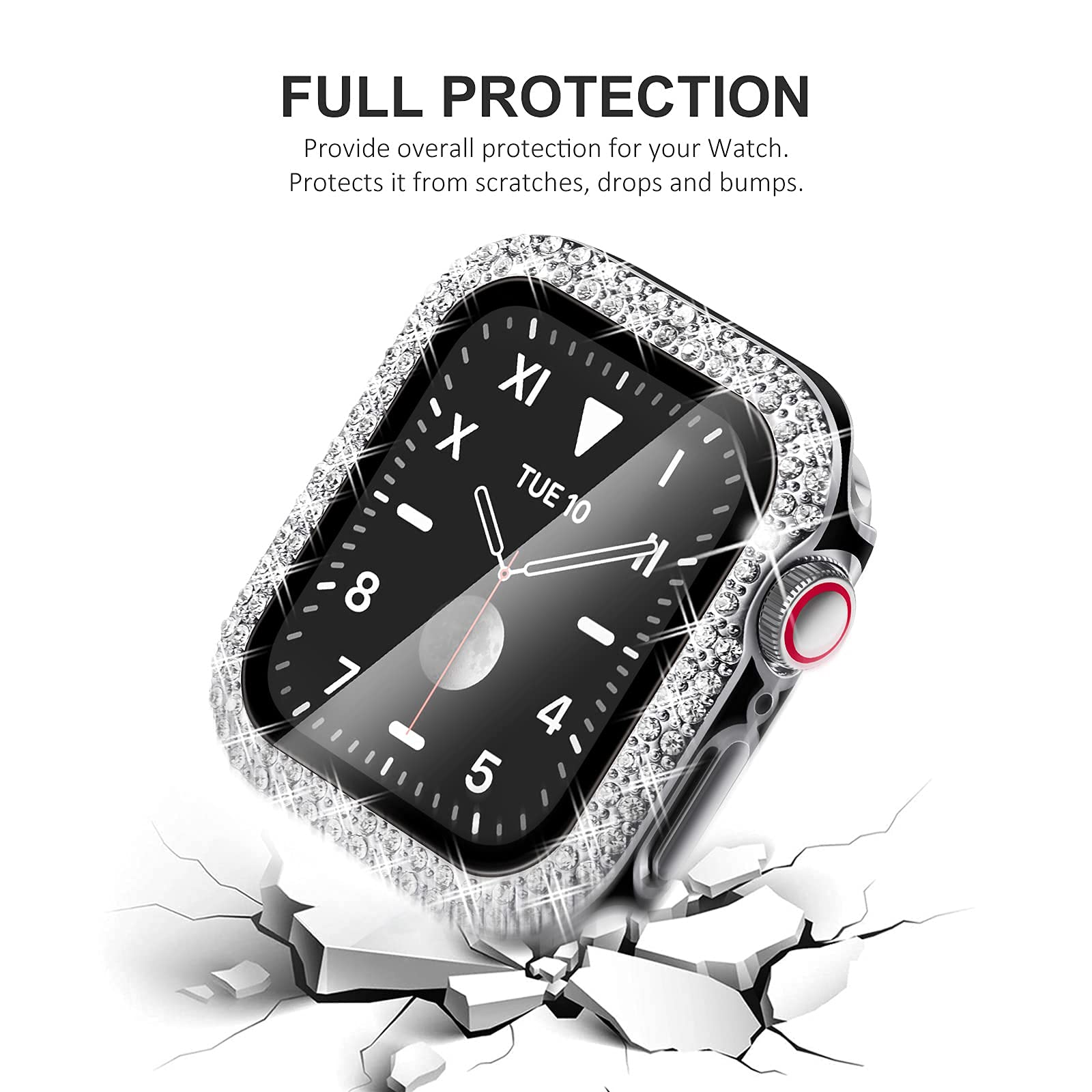 Kades Screen Protector For Apple Watch, Compatible With Series 6/5/Se 2022/Se/4 (40Mm), Built In Tempered Glass, Sparkling Rhine