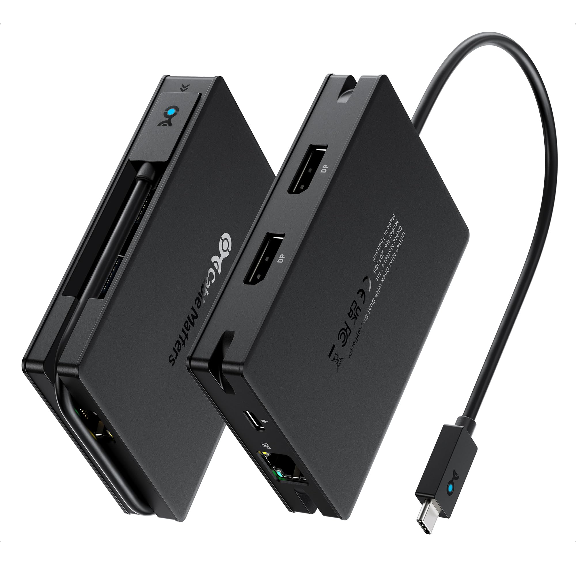 Cable Matters 8 in 1 Portable 40Gbps USB4 Hub (USB 4 Dock) Dual DisplayPort 4K@60Hz, Single DP 4K@240Hz/8K@60Hz, 100W PD, Gigabit Ethernet, Compatible with Thunderbolt 4 (*macOS's Display Limitation)