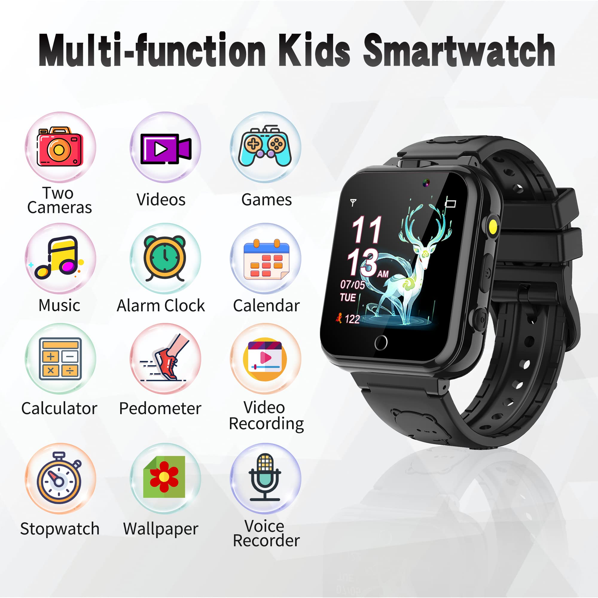 Hewitto Smart Watch For Kids - Kids Smart Watches Boys Birthday Christmas Birthday Gifts With 2 Camera 24 Games Pedometer Music