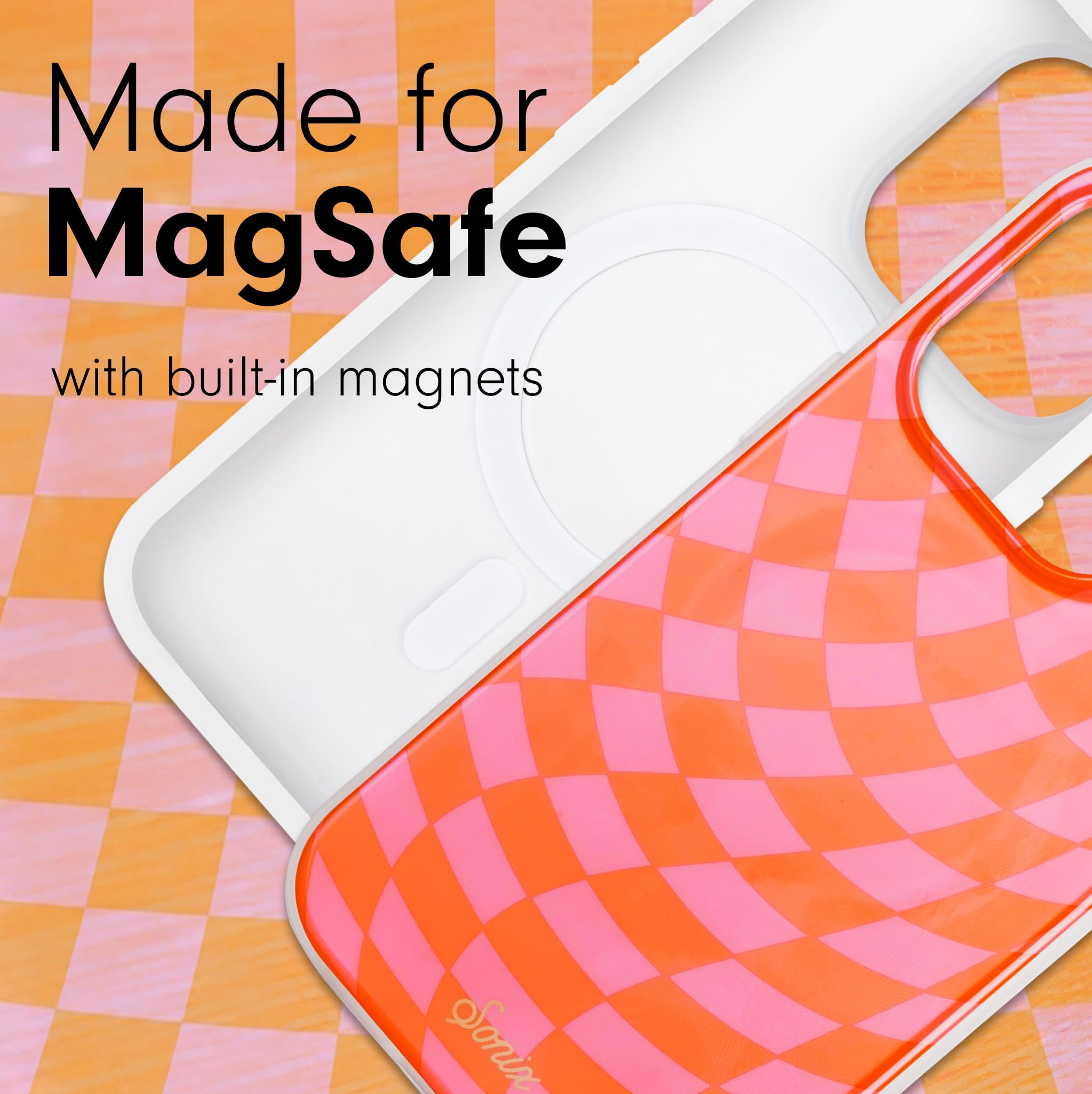Sonix Case For Iphone 15 Pro | Compatible With Magsafe | 10Ft Drop Tested | Checkered | Checkmate Pink