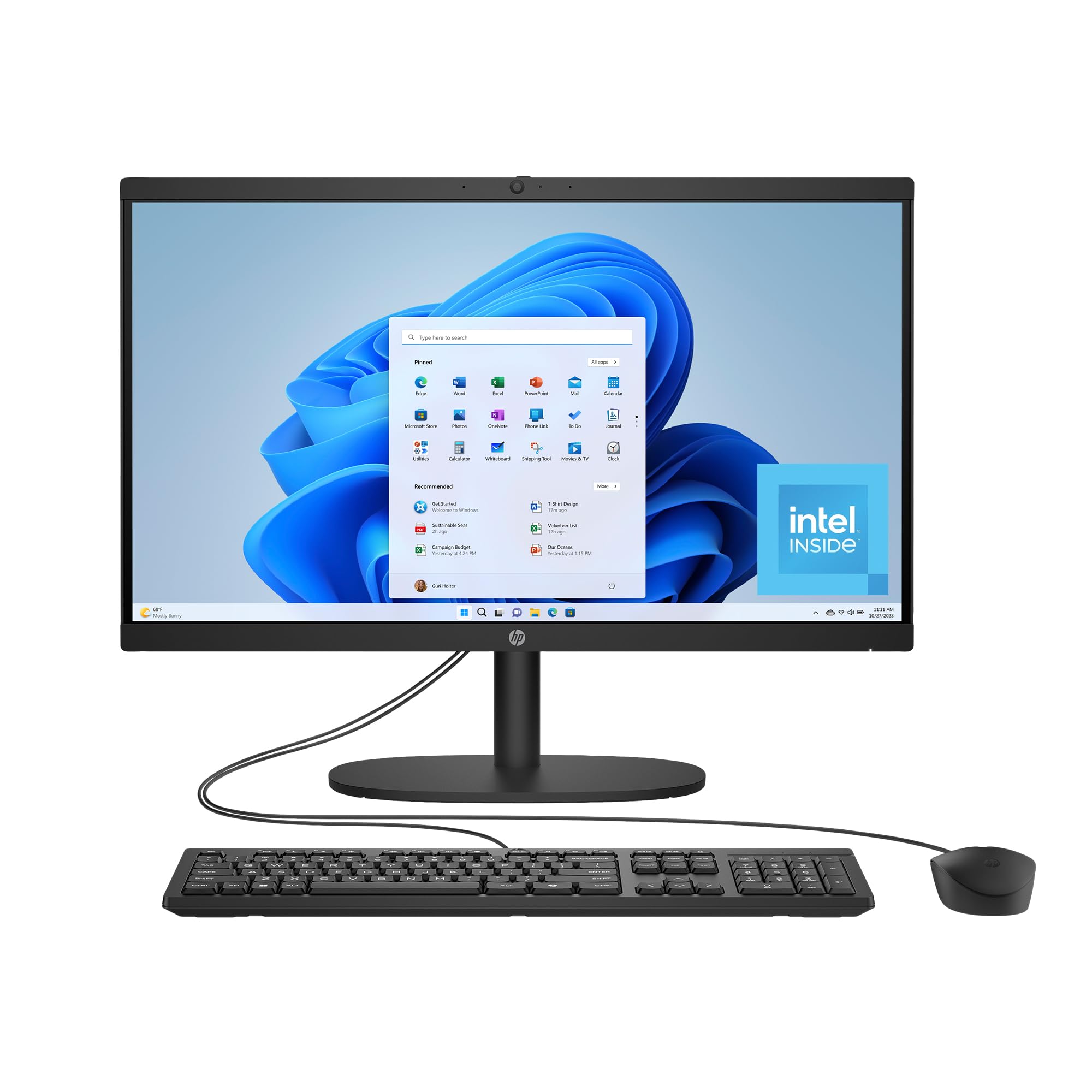 HP 21.45 inch All-in-One Desktop PC, FHD Display, Intel Processor N200, 8 GB RAM, 512 GB SSD, Intel UHD Graphics, Windows 11 Hom