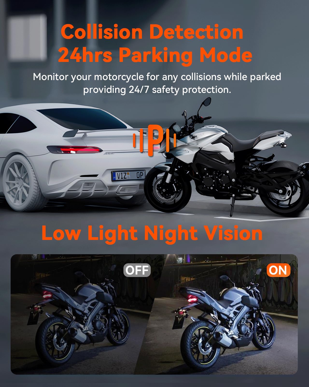 Vantrue F1 Motorcycle 4K Front And Rear Dash Cam, 4K + 1080P Motorcycle Camera, Gps, Full Body Waterproof, Wi Fi, 160Wide Angle,