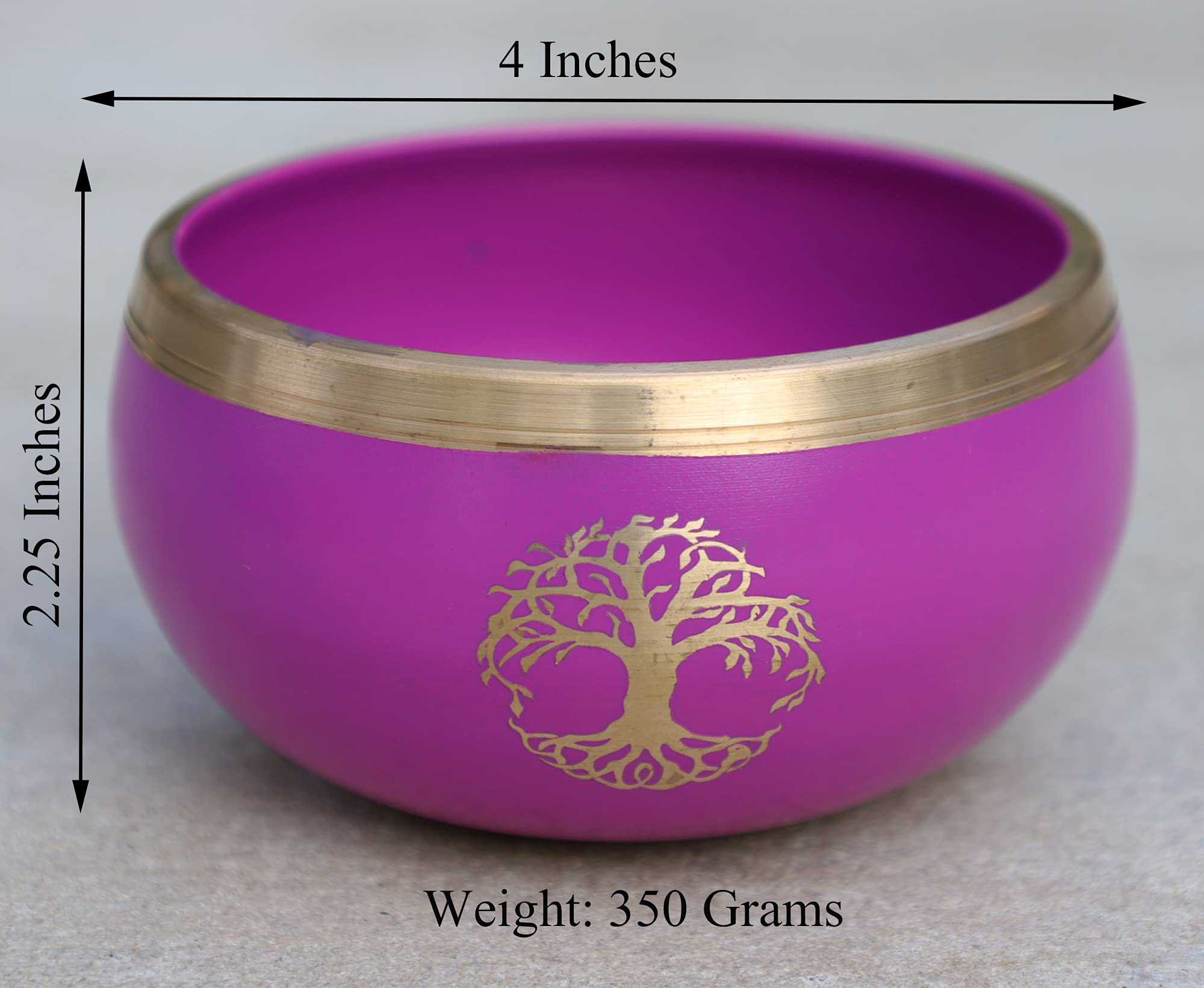 Tree Of Life Singing Bowl Complete Set ~ For Meditation, Yoga, Spiritual Healing And Mindfulness (Pink)