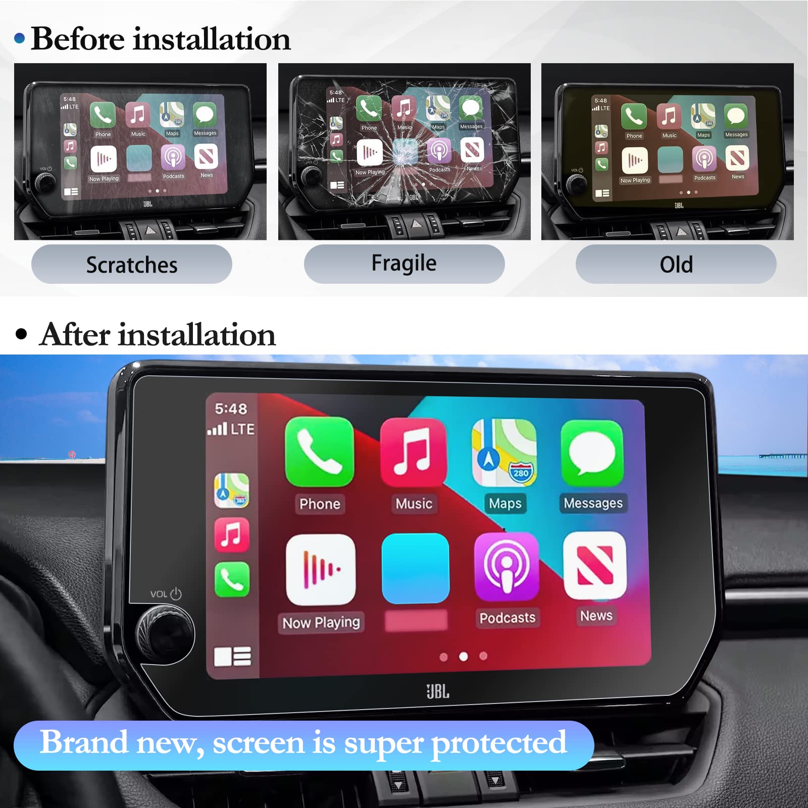 Sktu For 2023 2024 Toyota Rav4 Accessories Screen Protector For 2023 2024 Rav4 (Xle Premium/Adventure/Trd Off Road/Limited/Xse) 10.5 Inch Navigation Display Toyota Rav4 2023 2024 Accessories High Clarity Anti Scratch Screen Protective Film (2Pcs)