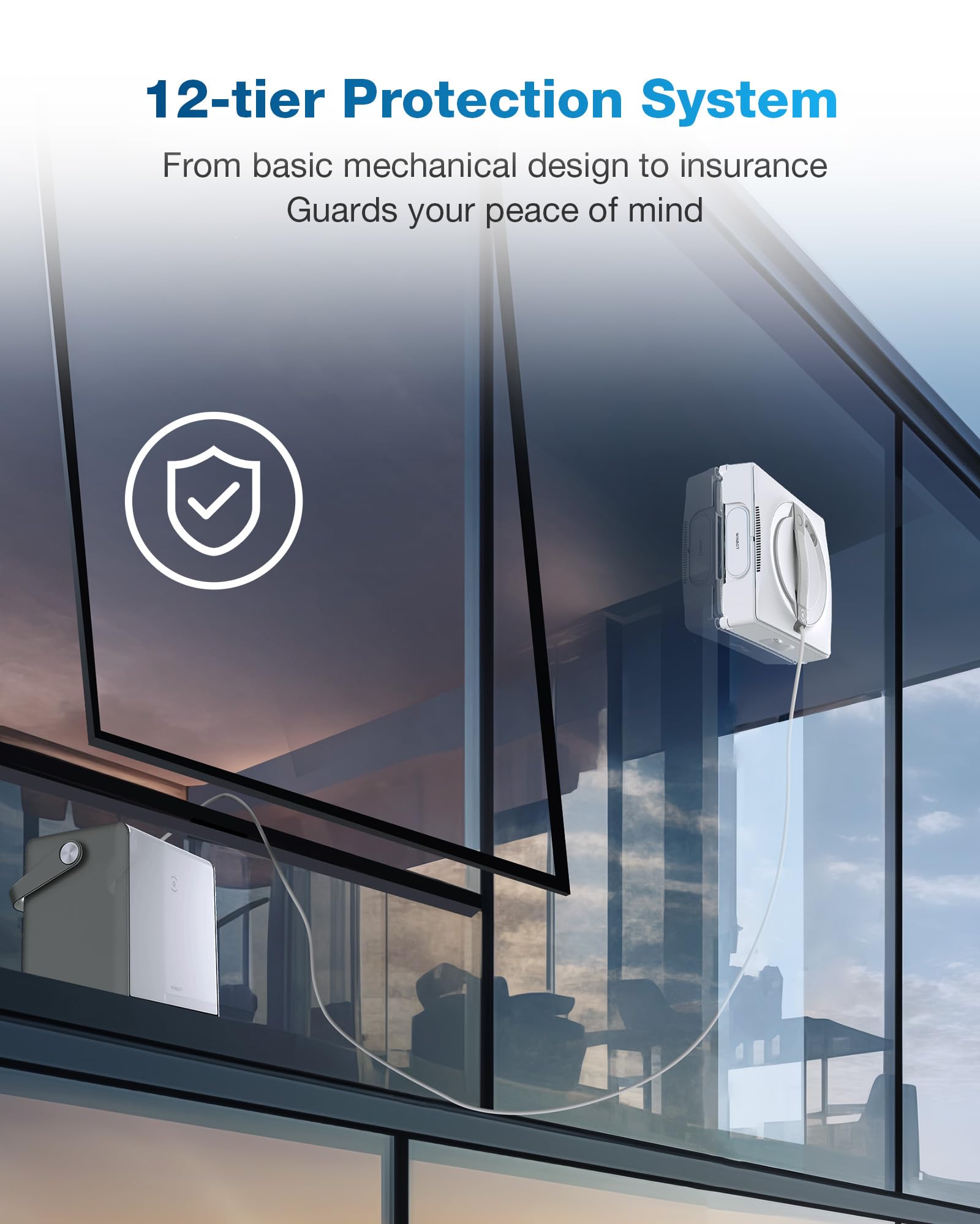 Ecovacs Winbot W2 Omni Portable Window Cleaning Robot, Intelligent Cleaning With Three Nozzle Wide Angle Spray Technology, Win S