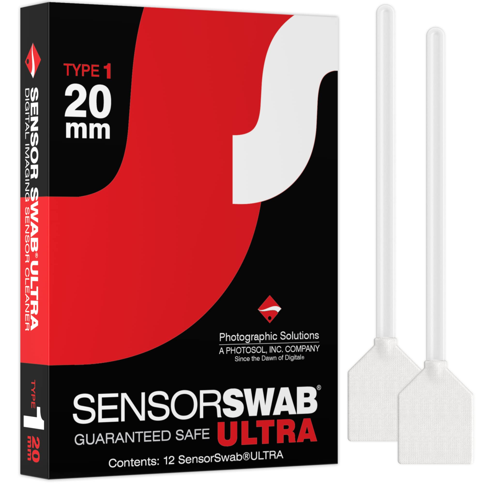 Photographic Solutions Sensor Swab Ultra 20Mm Type 1 Digital Imaging Sensor Cleaner Swabs For Cleaning Aps H Mirrored Or Mirrorless Cameras. Sensor Dust & Oil Remover (Pack Of 12)
