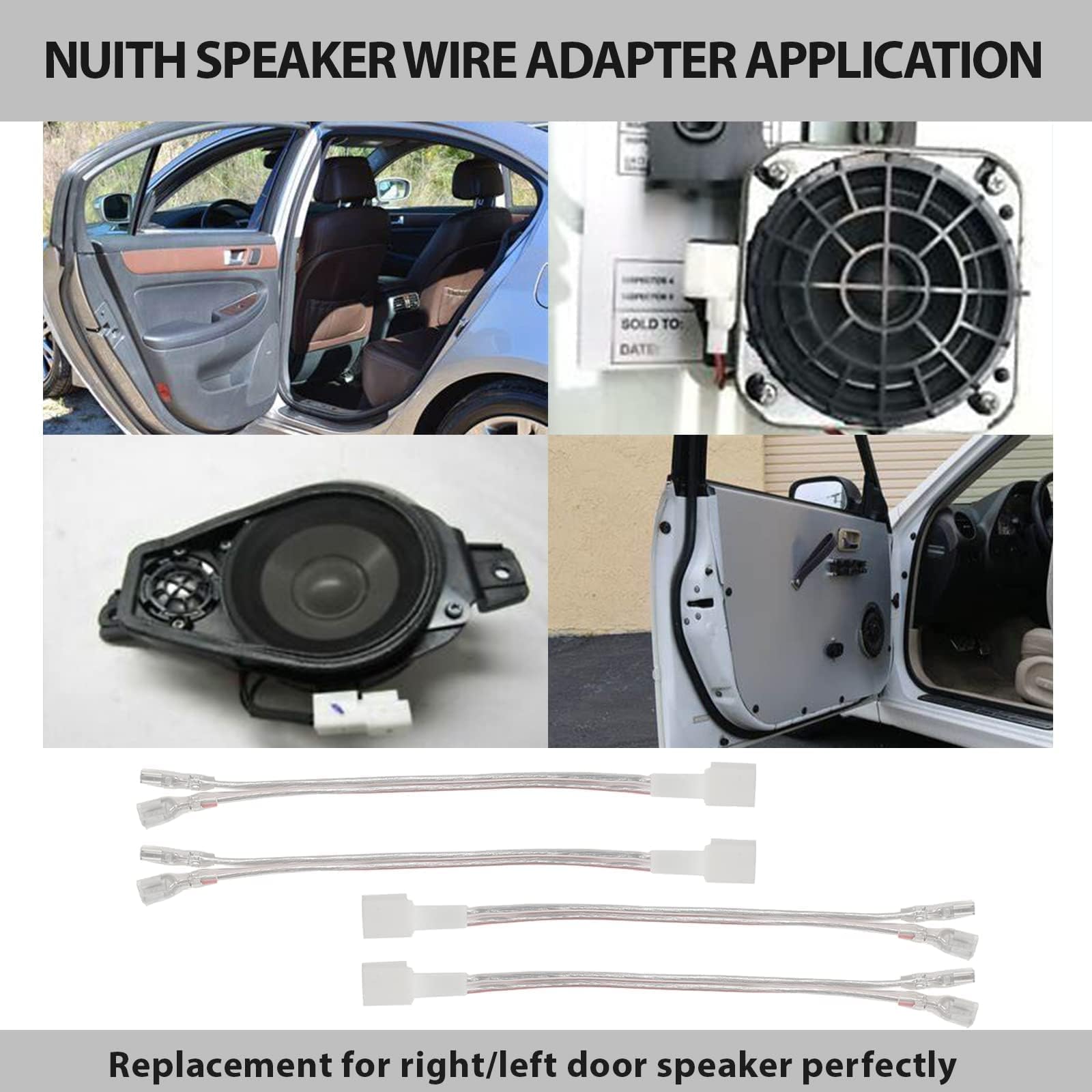Nuith Dash Tweeter Speaker Wiring Harness Connector Adapter Compatible With Hyundai 2005 2020, Kia 2011 2021 Aftermarket Dashboa