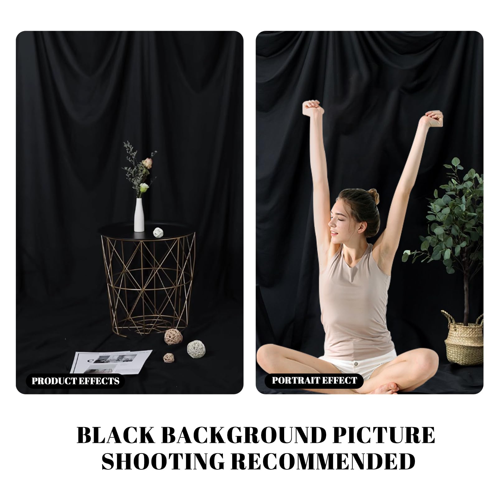 Beiyang 10 X 10 Ft Black Backdrop Background For Photography, Black Photo Cloth Background Screen For Photography, Wrinkle Resis