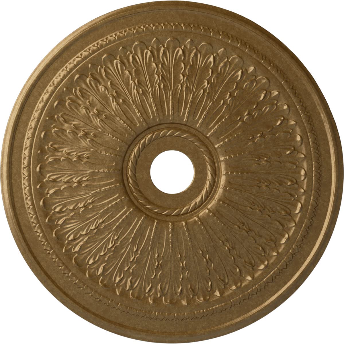Ekena Millwork Cm29Oapas Oakleaf Ceiling Medallion, 29 1/8''Od X 3 5/8''Id X 1''P, Hand Painted Pale Gold