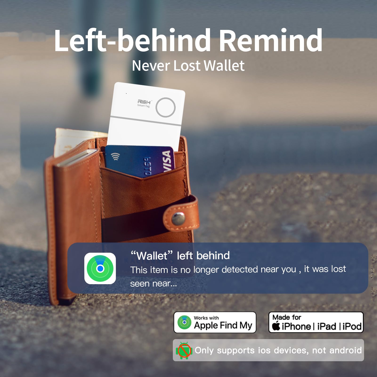 Rsh Wallet Tracker Card Rechargeable Key Finder Luggage Tracker Item Locator Work With Apple Find My,Smart Bluetooth Tracker For