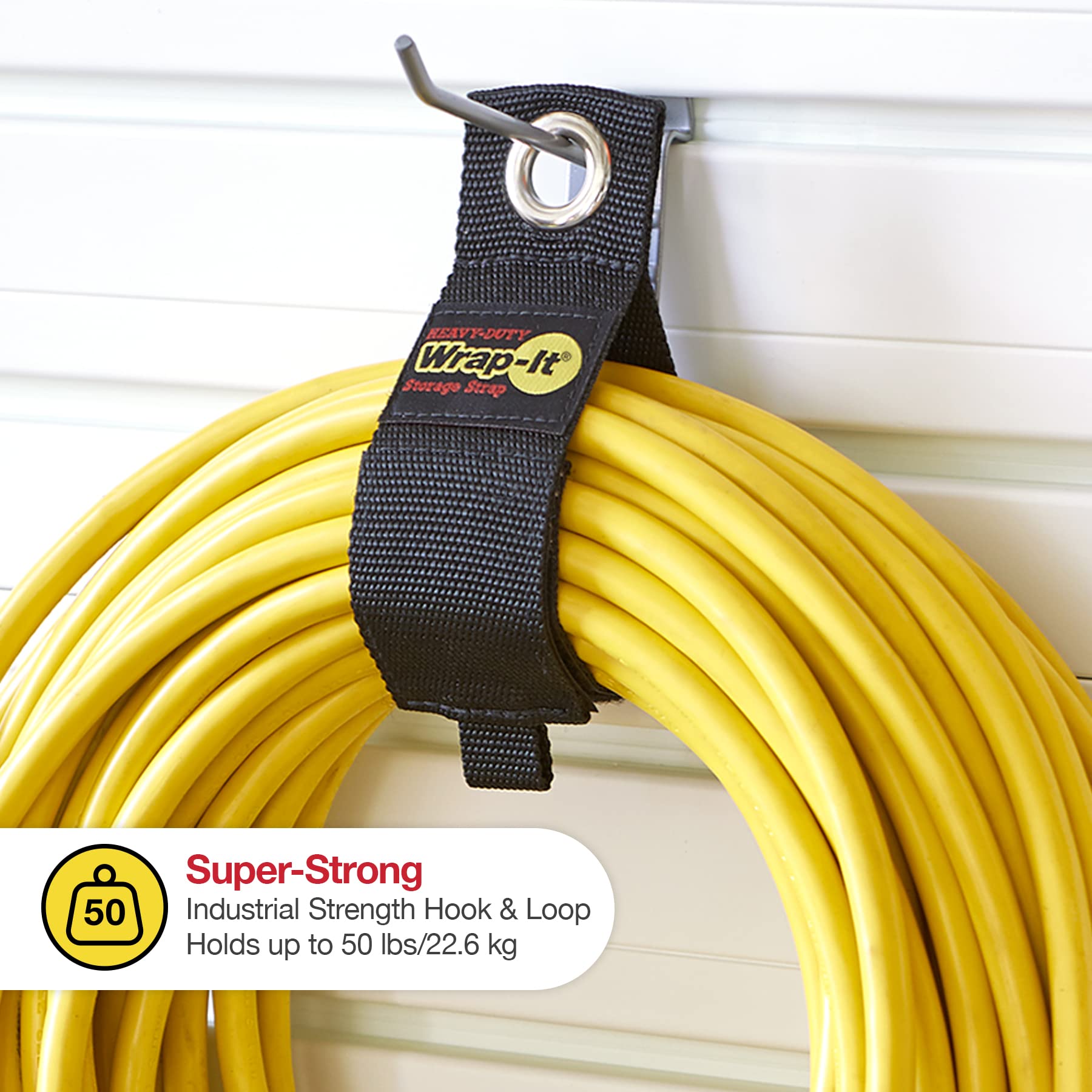 Wrap-It Storage Heavy-Duty Straps Hook and Loop Cord Organizer Polypropylene Black 13-inch 6 Pack