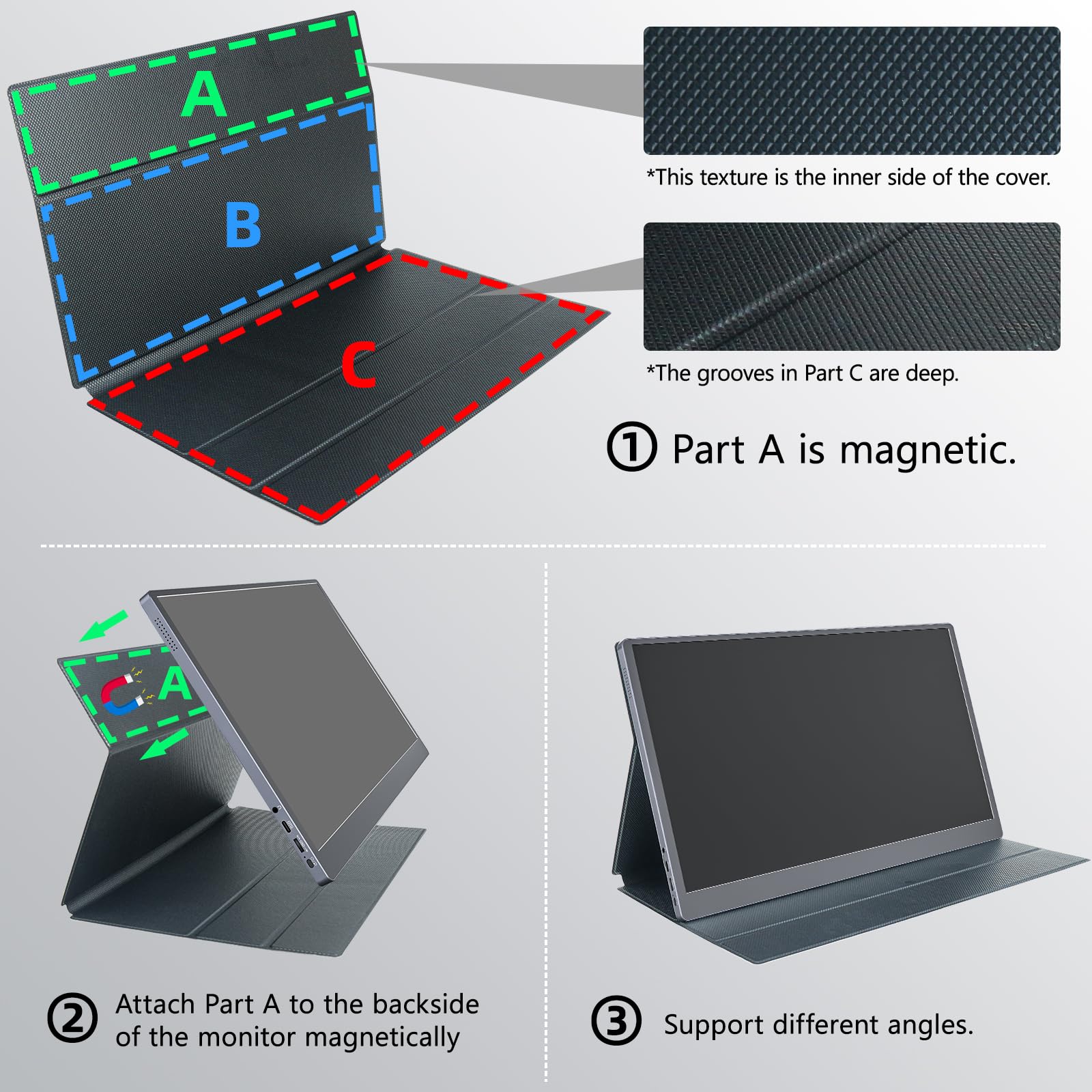 Upperizon Portable Monitor 15.6 Inch Fhd 1080P Hdr Ips Travel Monitor With Speakers Hdmi Dual Usb C Portable Screen For Macbook