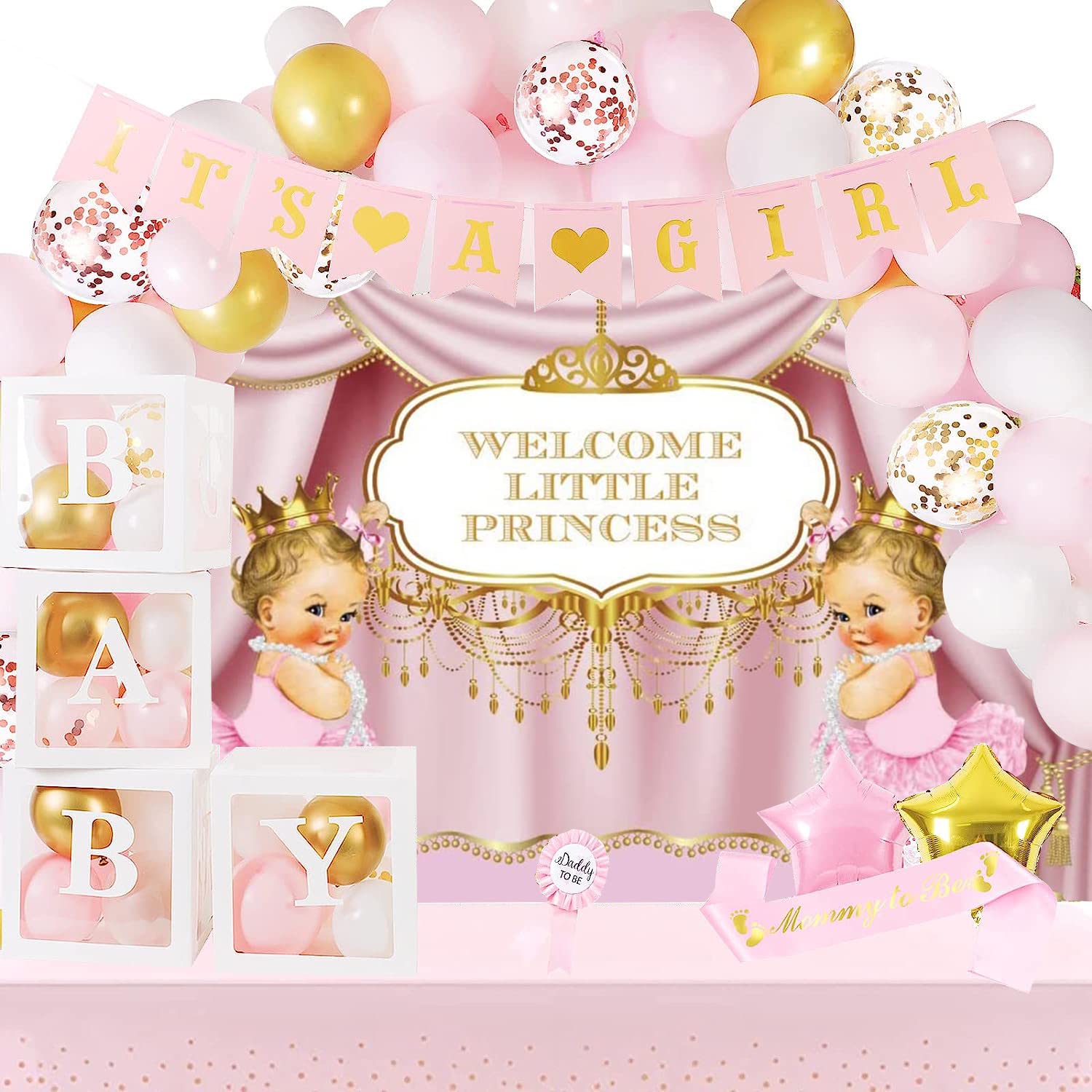 Yeele 7X5Ft Welcome Little Princess Backdrop Sweet Baby Girl Backdrop For Photography Cute Newborn Infant Gender Reveal Party Ba