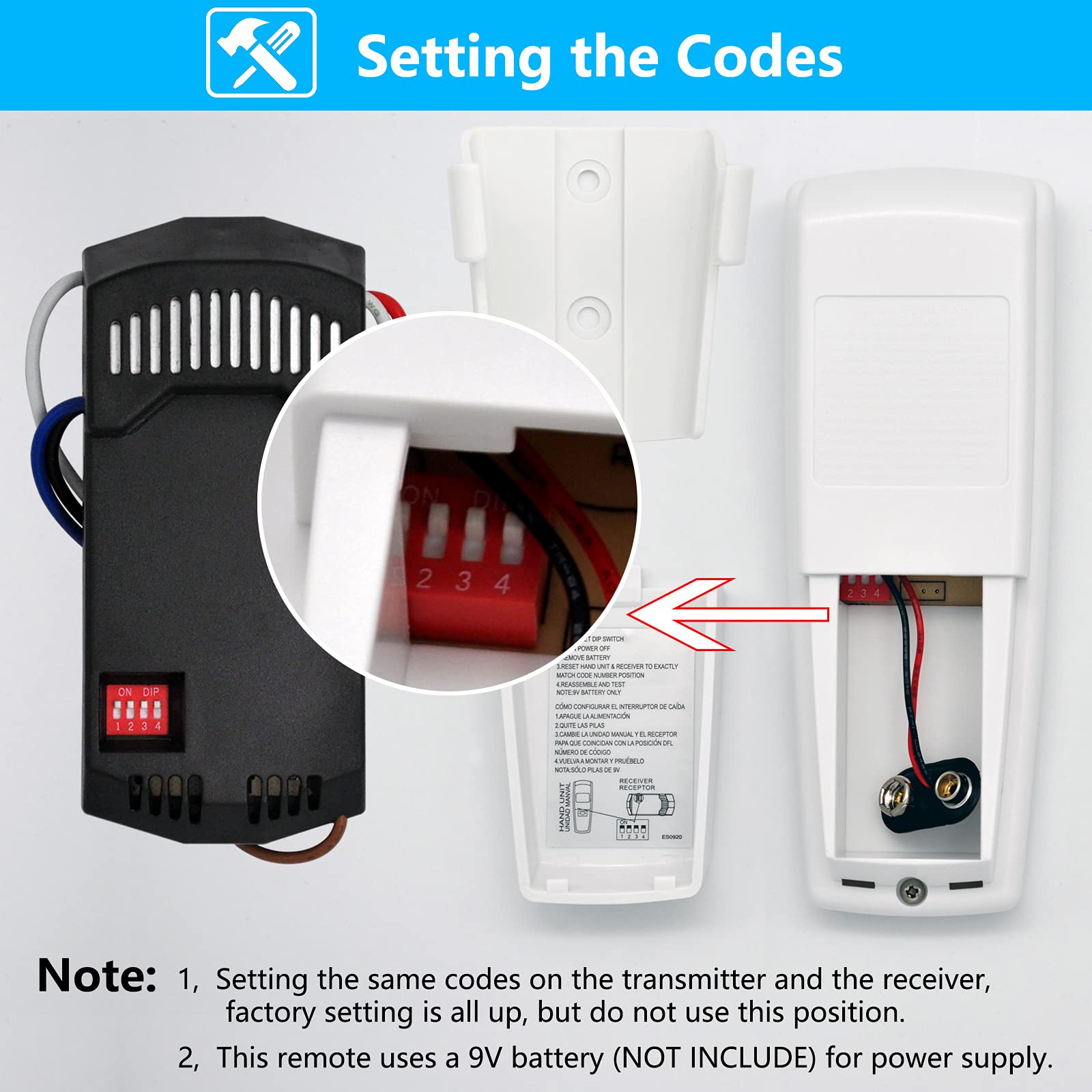 Universal Ceiling Fan Remote Control And Receiver Kit For Hampton Bay Hunter Harbor Breeze, 3 Speed Light Dimmer, Replacement Fo