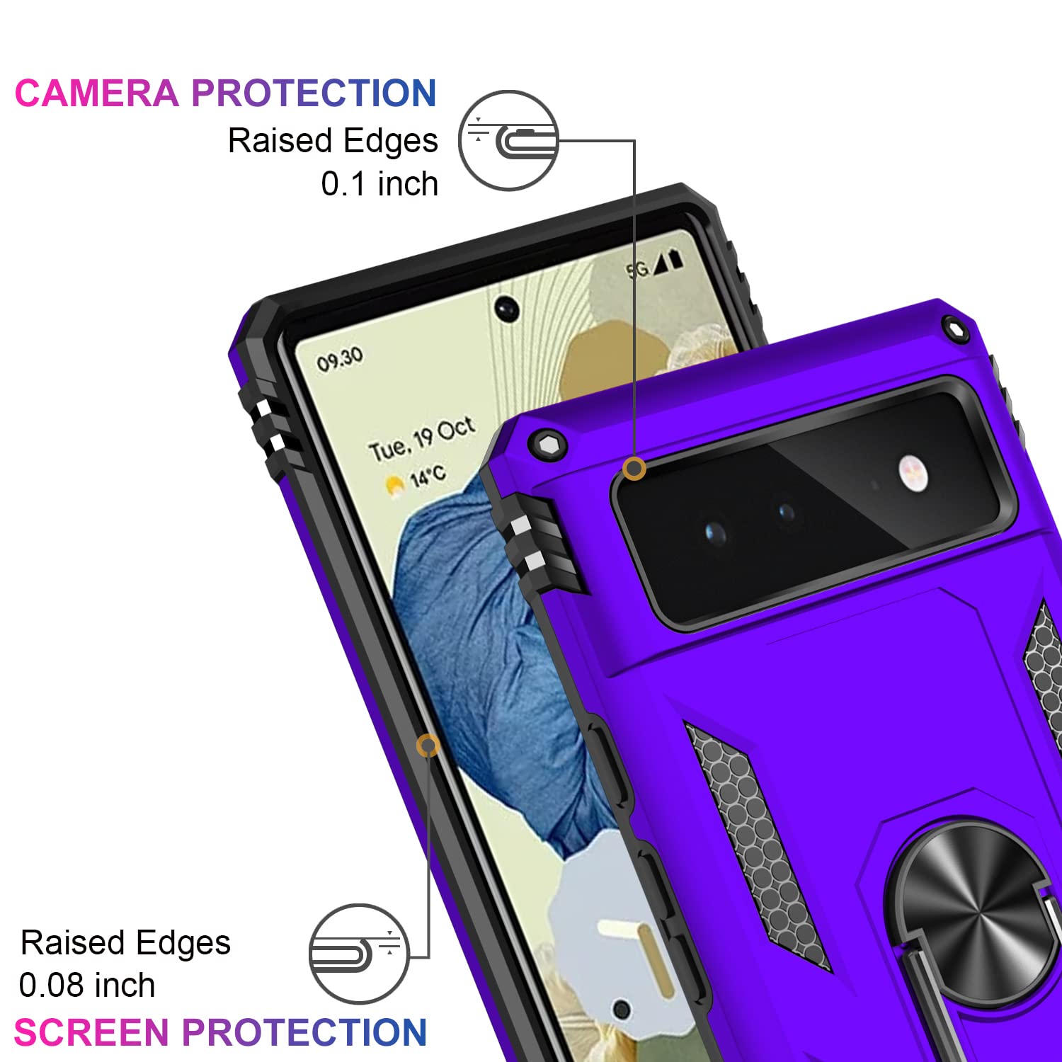 Ikazz Suitable For Google Pixel 6 Case,Military Grade Shockproof Heavy Duty Protective Phone Case Pass 16Ft Drop Test With Magne